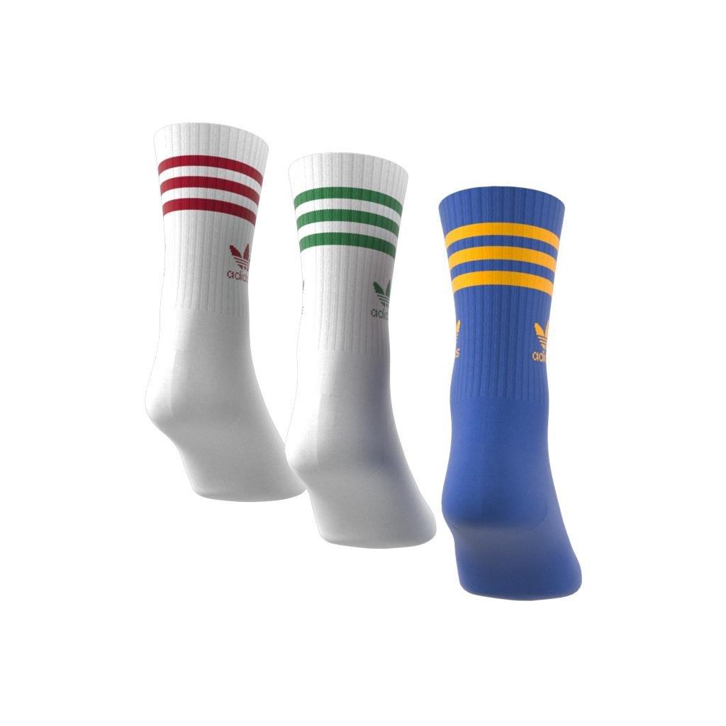 Unisex Mid Cut Crew Socks 3 Pairs, Multicolour, A701_ONE, large image number 2