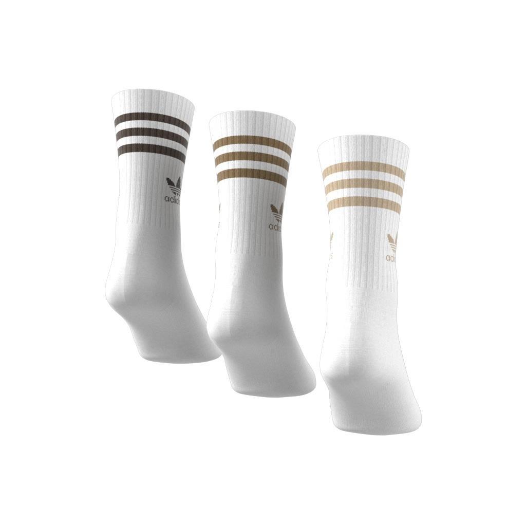 Unisex Mid Cut Crew Socks 3 Pairs, White, A701_ONE, large image number 1