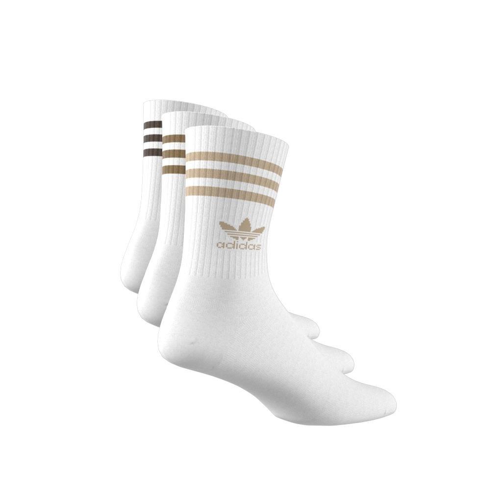 Unisex Mid Cut Crew Socks 3 Pairs, White, A701_ONE, large image number 2