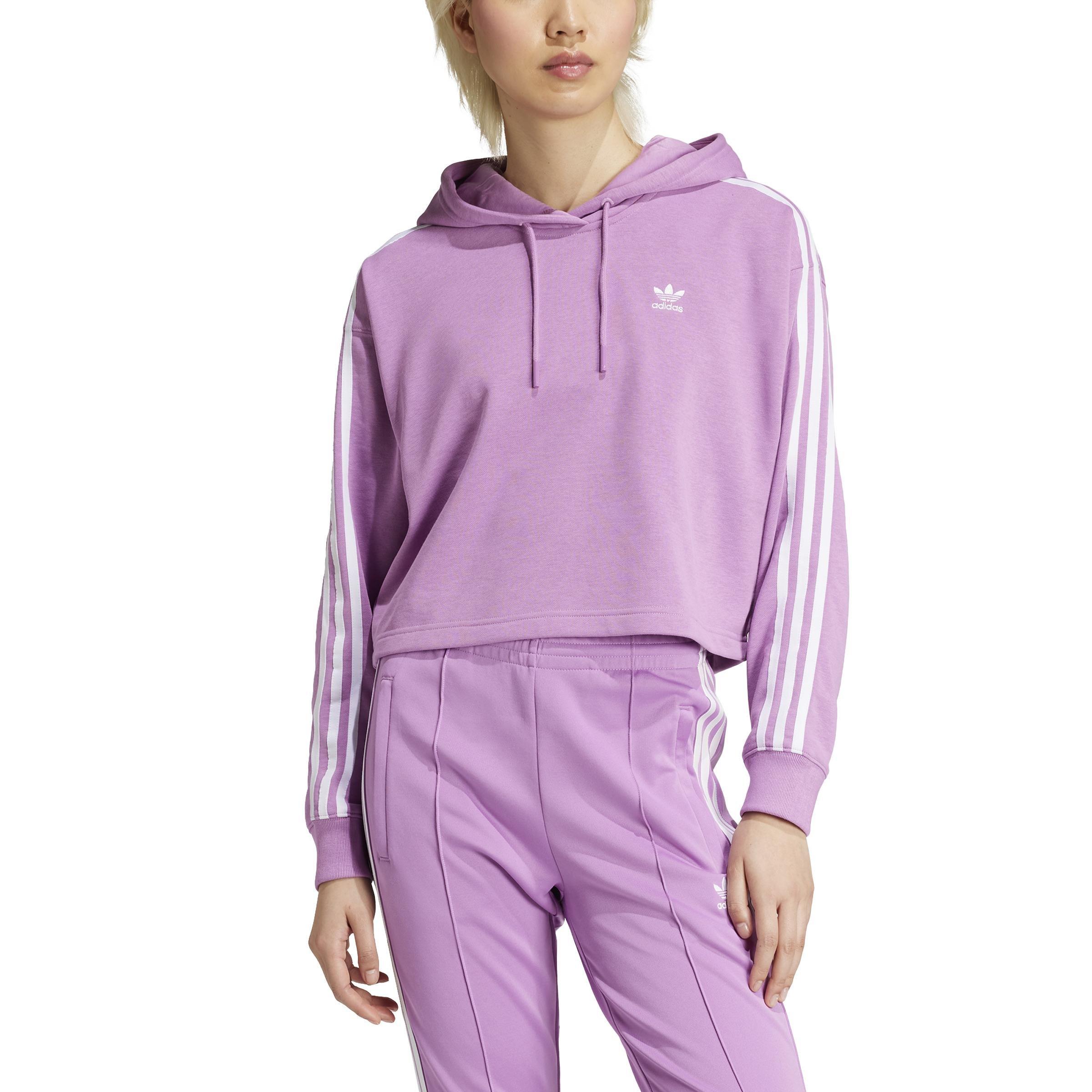 Adicolor 3-Stripes Short Hoodie, Purple, A701_ONE, large image number 1