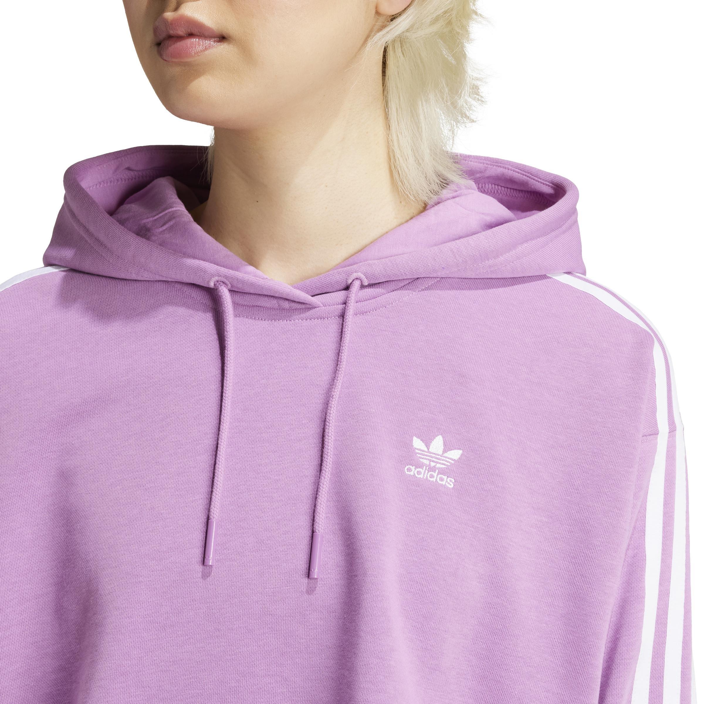 Adicolor 3-Stripes Short Hoodie, Purple, A701_ONE, large image number 4