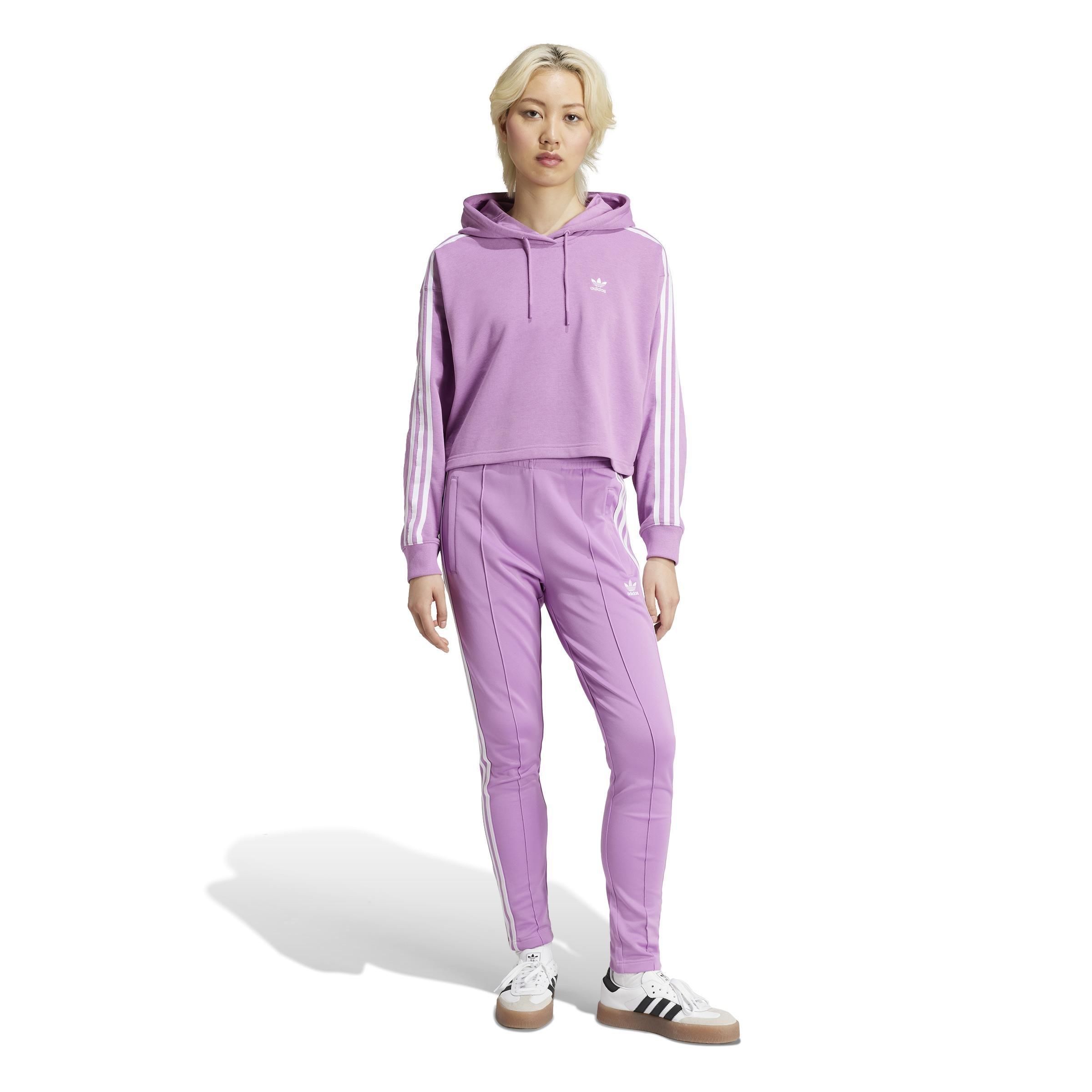 Adicolor 3-Stripes Short Hoodie, Purple, A701_ONE, large image number 12