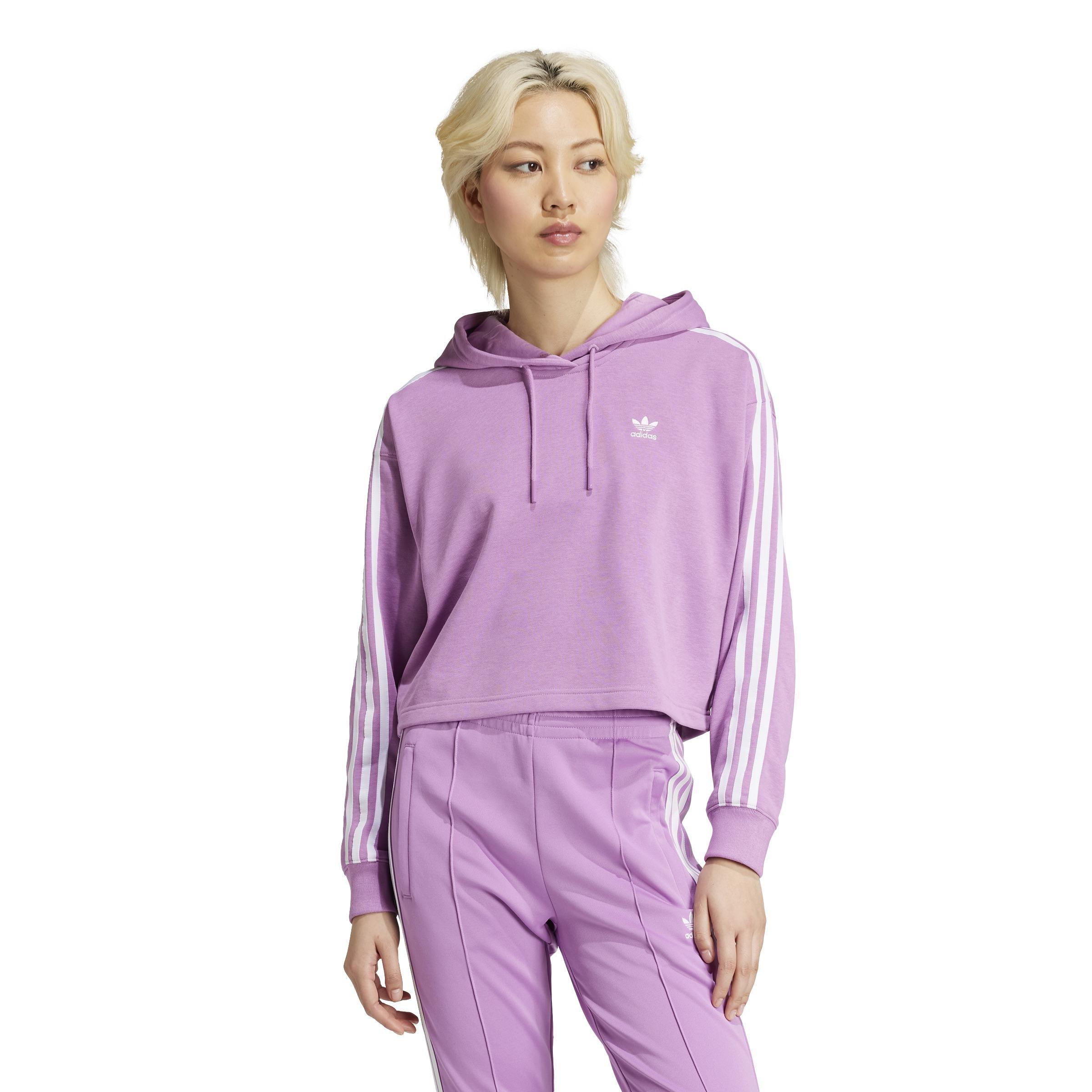 Adicolor 3-Stripes Short Hoodie, Purple, A701_ONE, large image number 13