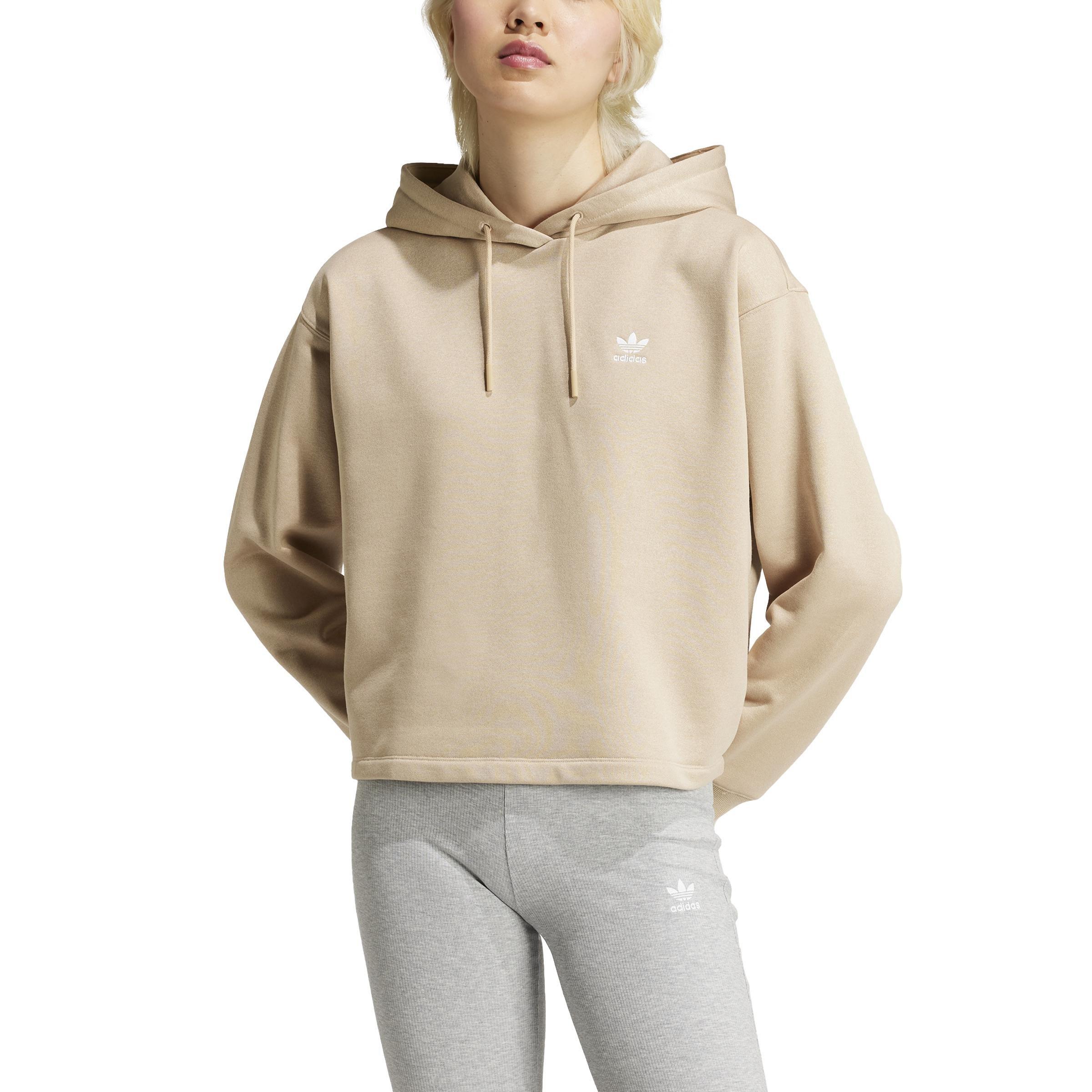 Trefoil Cropped Hoodie, Beige, A701_ONE, large image number 1