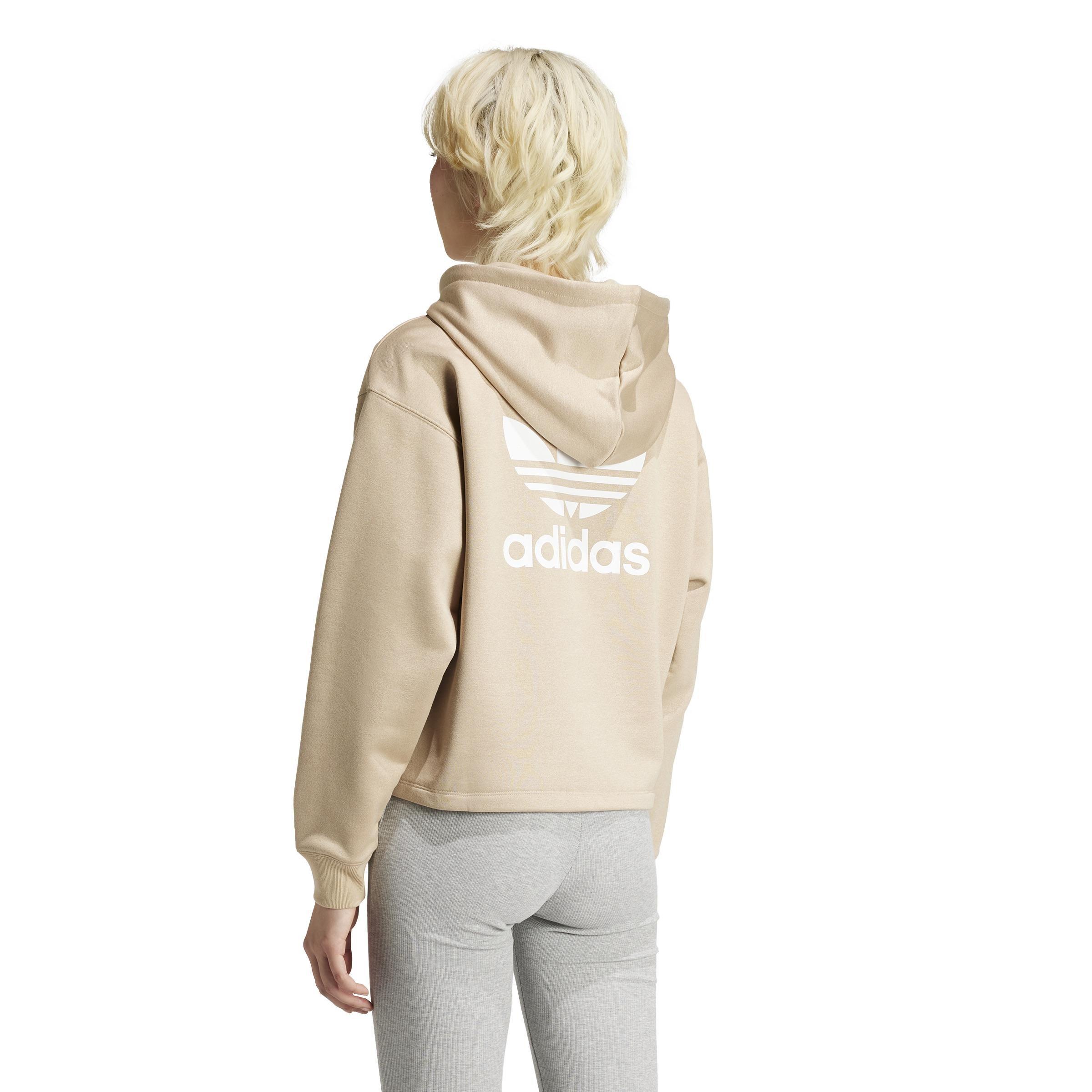 Trefoil Cropped Hoodie, Beige, A701_ONE, large image number 3