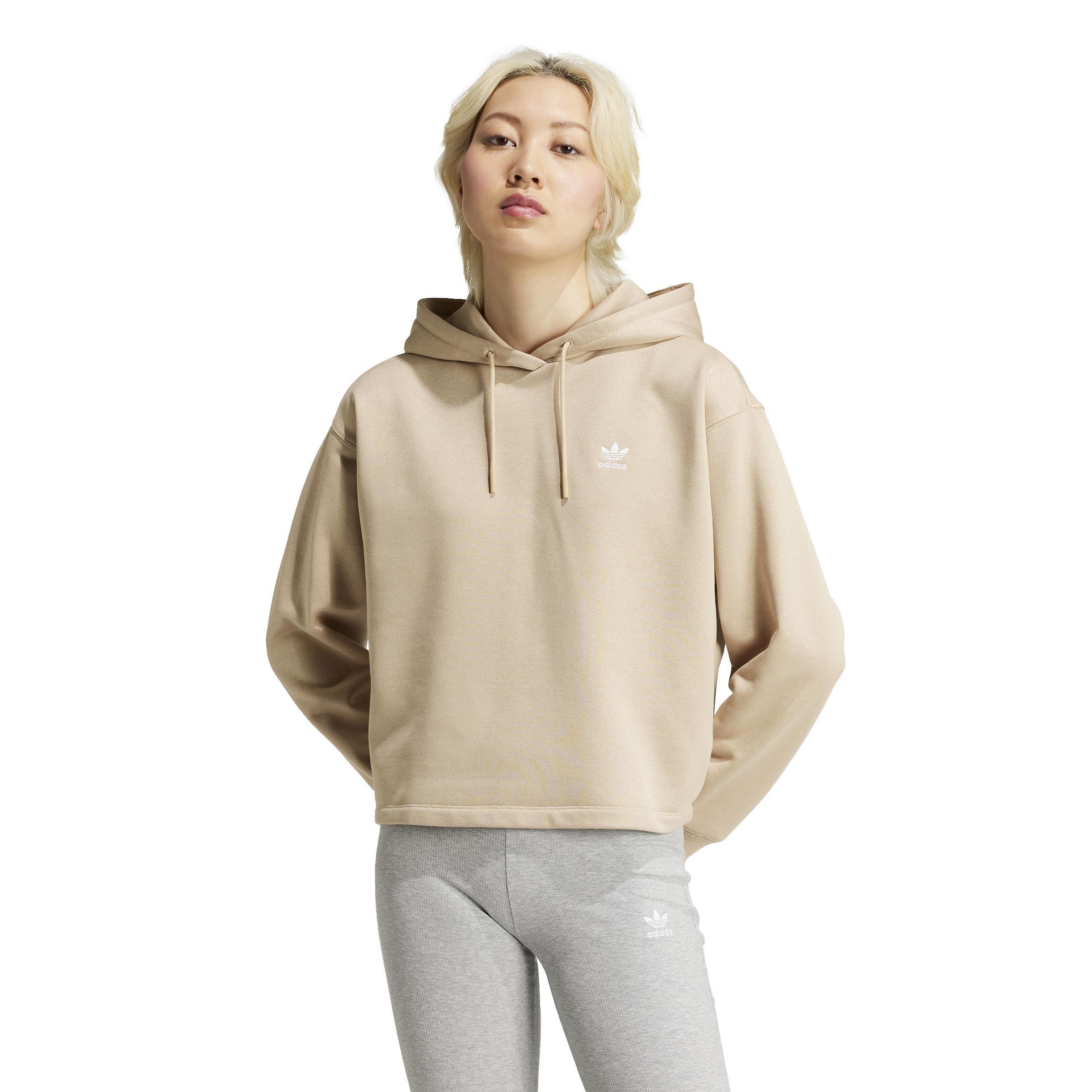 Trefoil Cropped Hoodie, Beige, A701_ONE, large image number 8