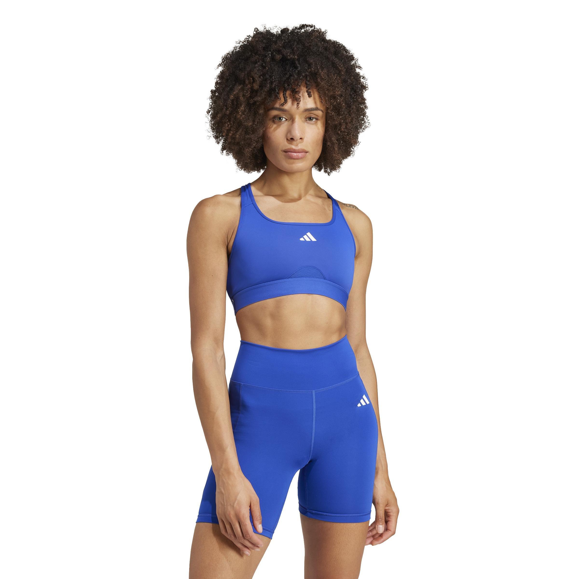 Powerreact Training Medium-Support Bra, Blue, A701_ONE, large image number 11