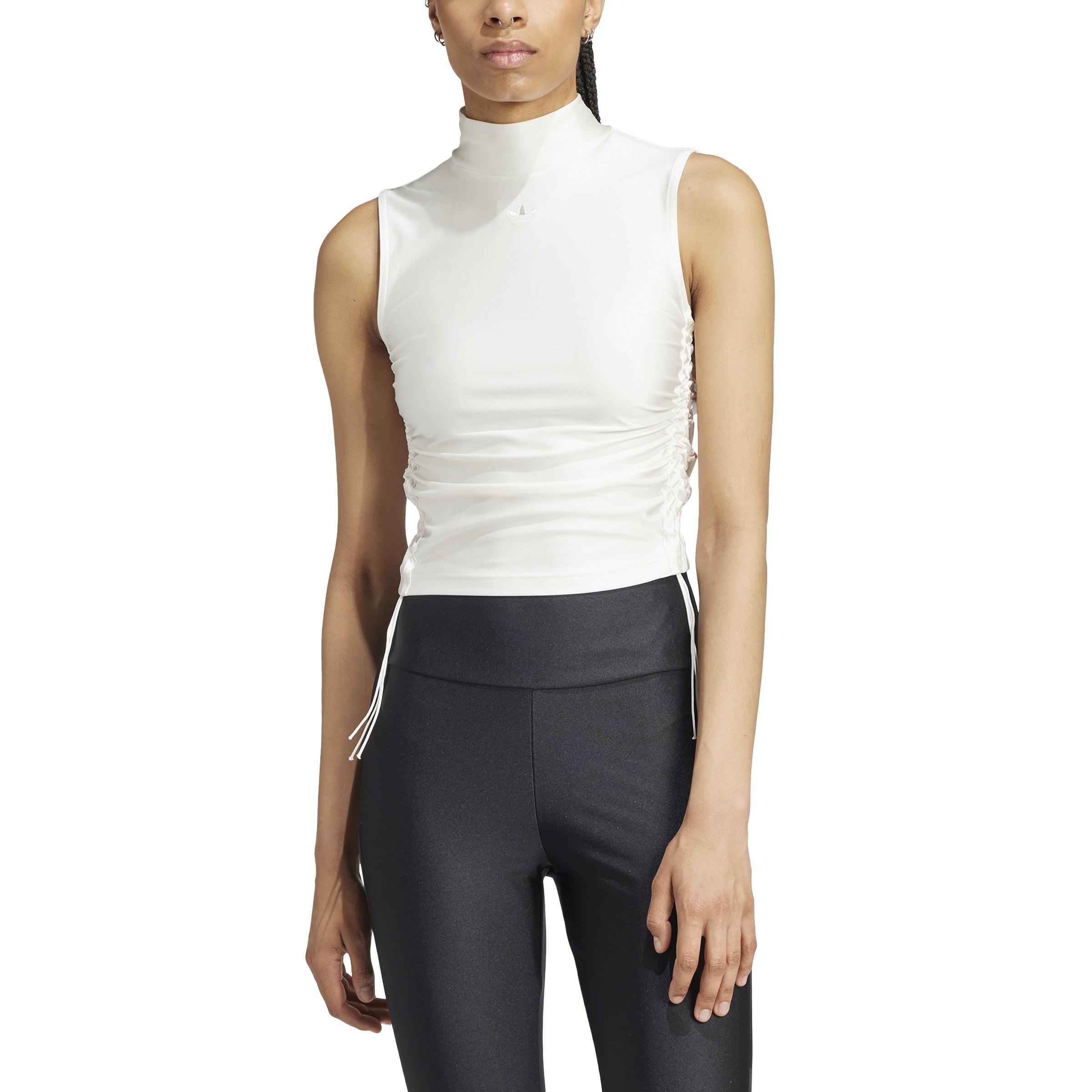 Ruched 3-Stripes Crop Top, White, A701_ONE, large image number 0