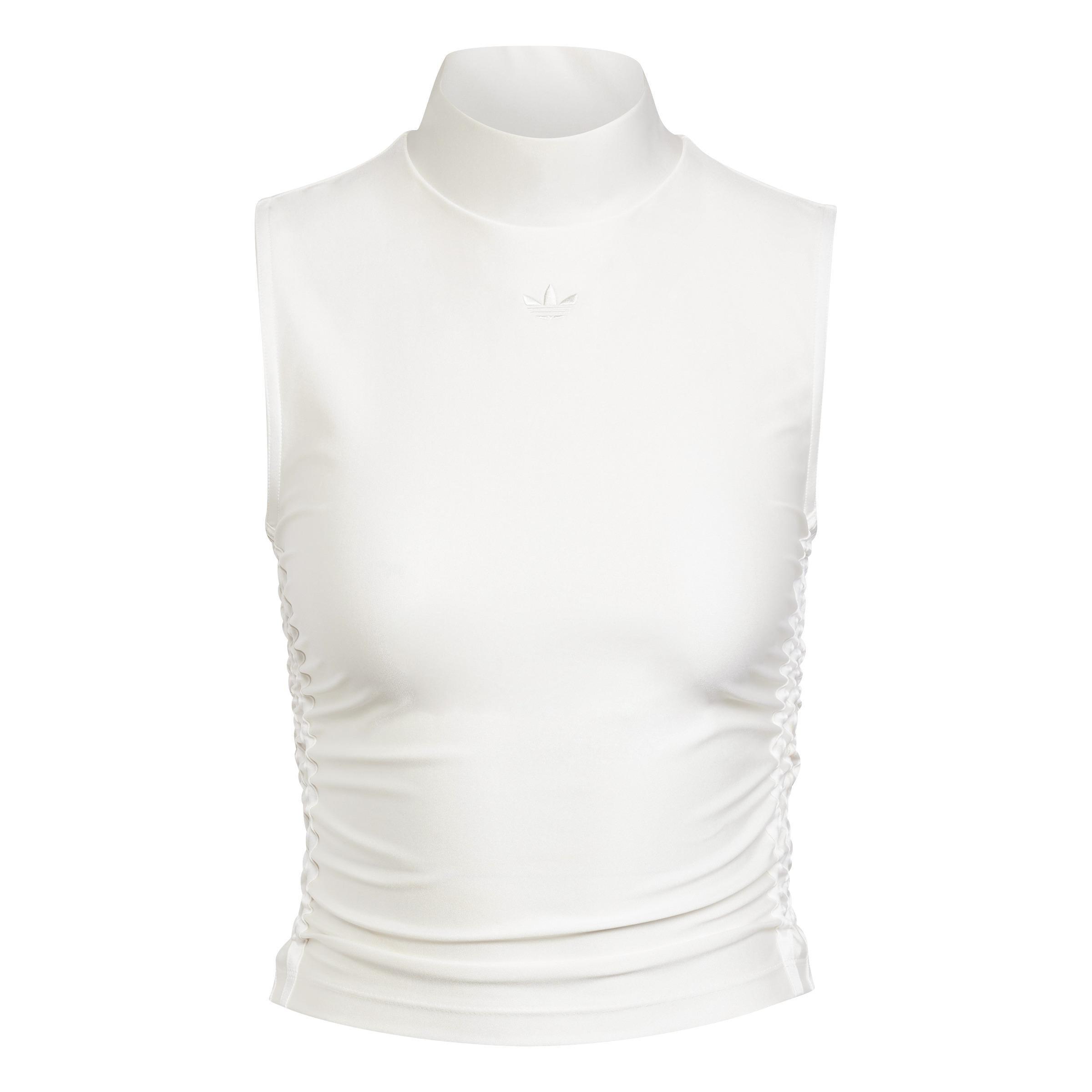 Ruched 3-Stripes Crop Top, White, A701_ONE, large image number 1