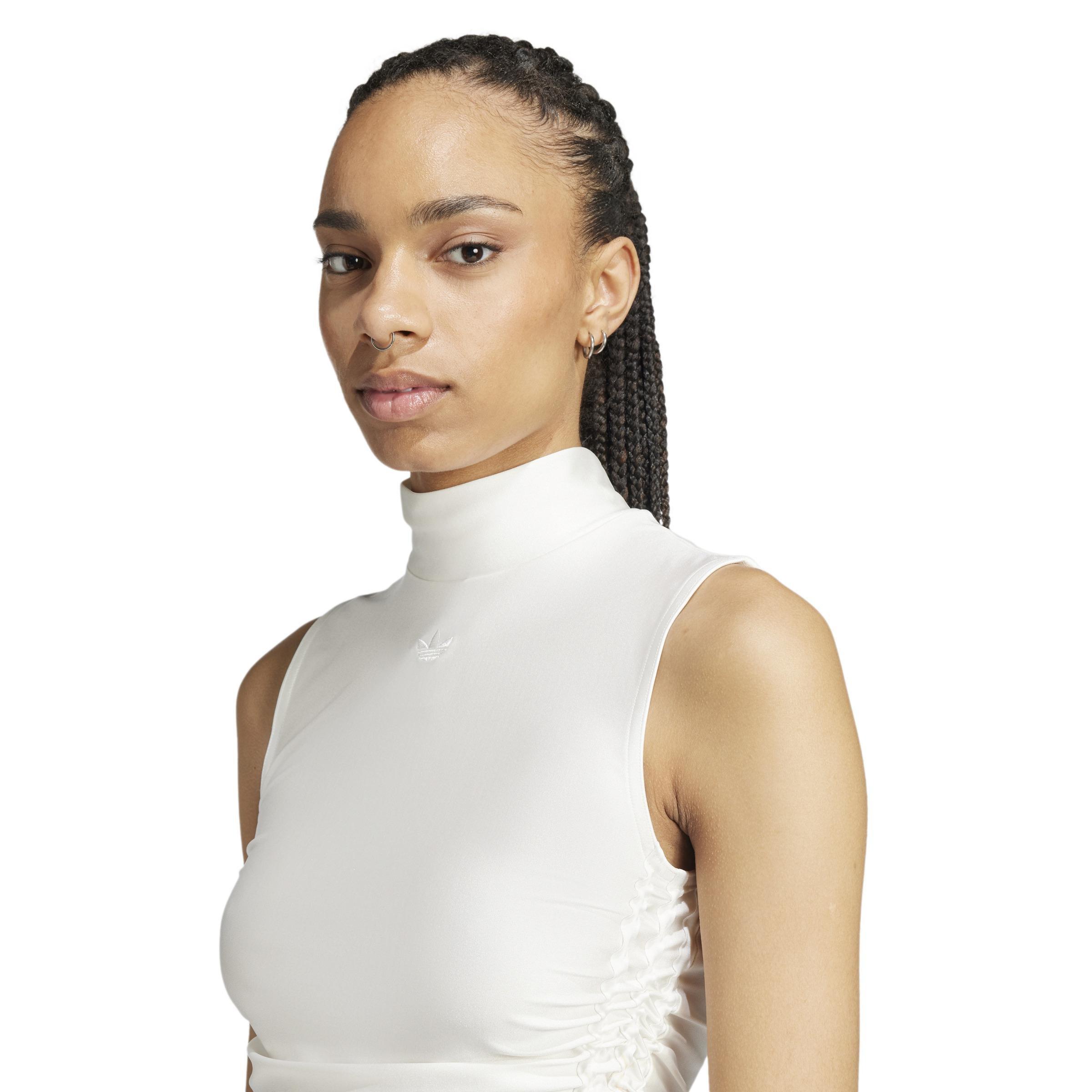 Ruched 3-Stripes Crop Top, White, A701_ONE, large image number 4