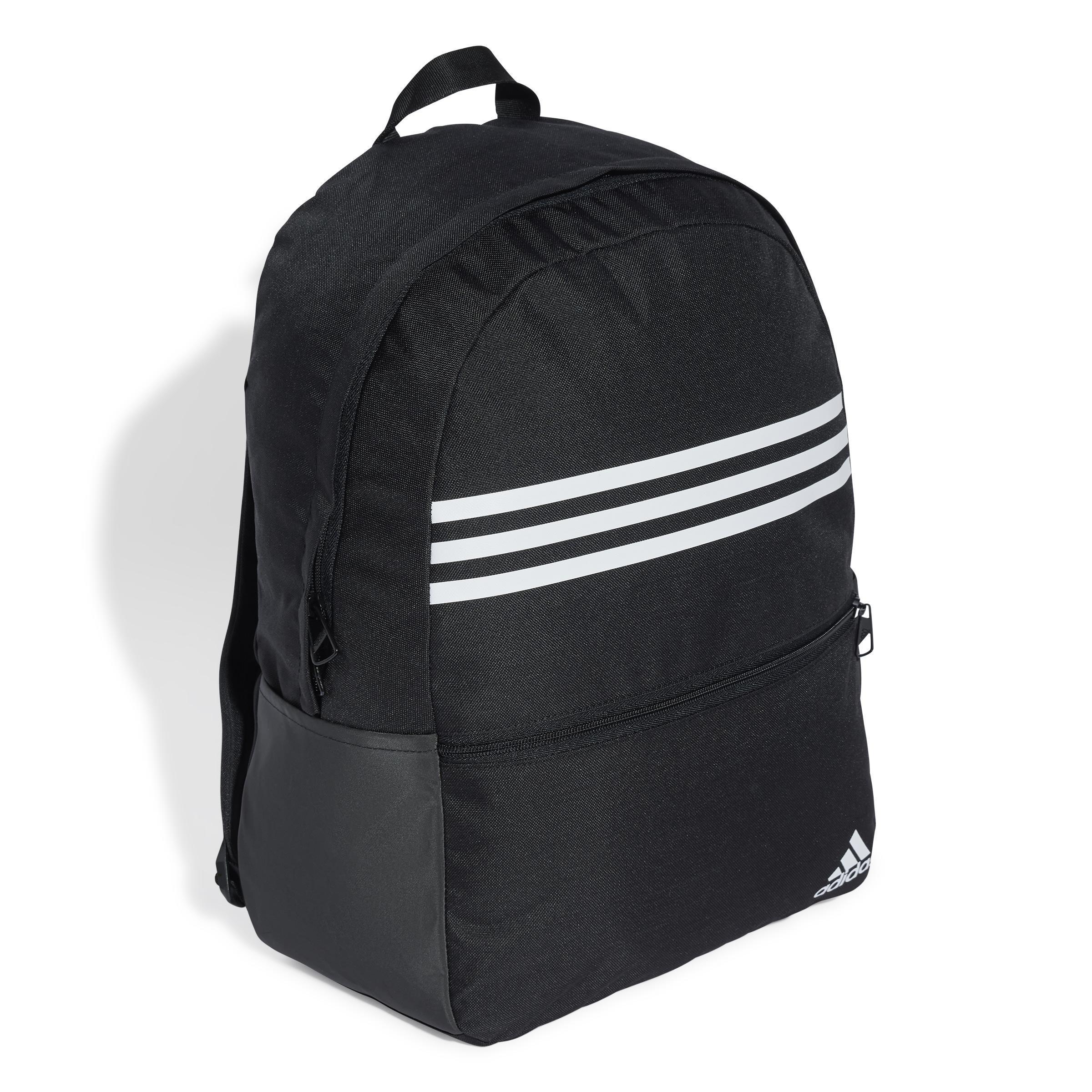 Unisex Classic Horizontal 3-Stripes Backpack, Black, , large image number 0