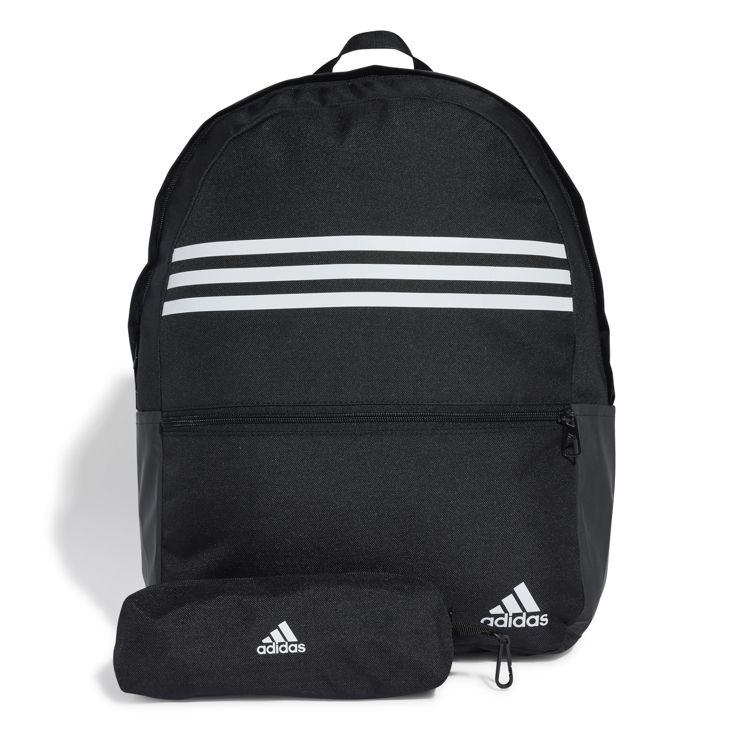 Unisex Classic Horizontal 3-Stripes Backpack, Black, , large image number 1