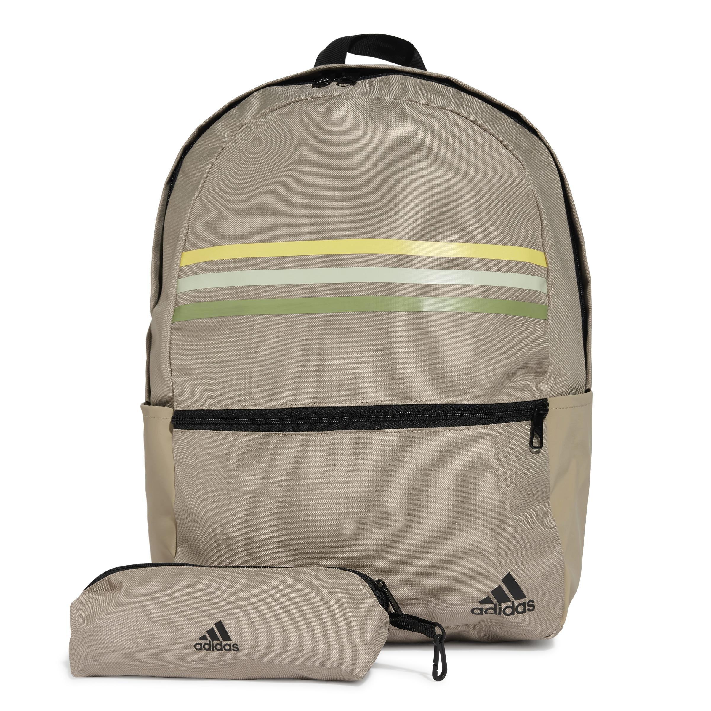 Unisex Classic Horizontal 3-Stripes Backpack, Green, A701_ONE, large image number 1