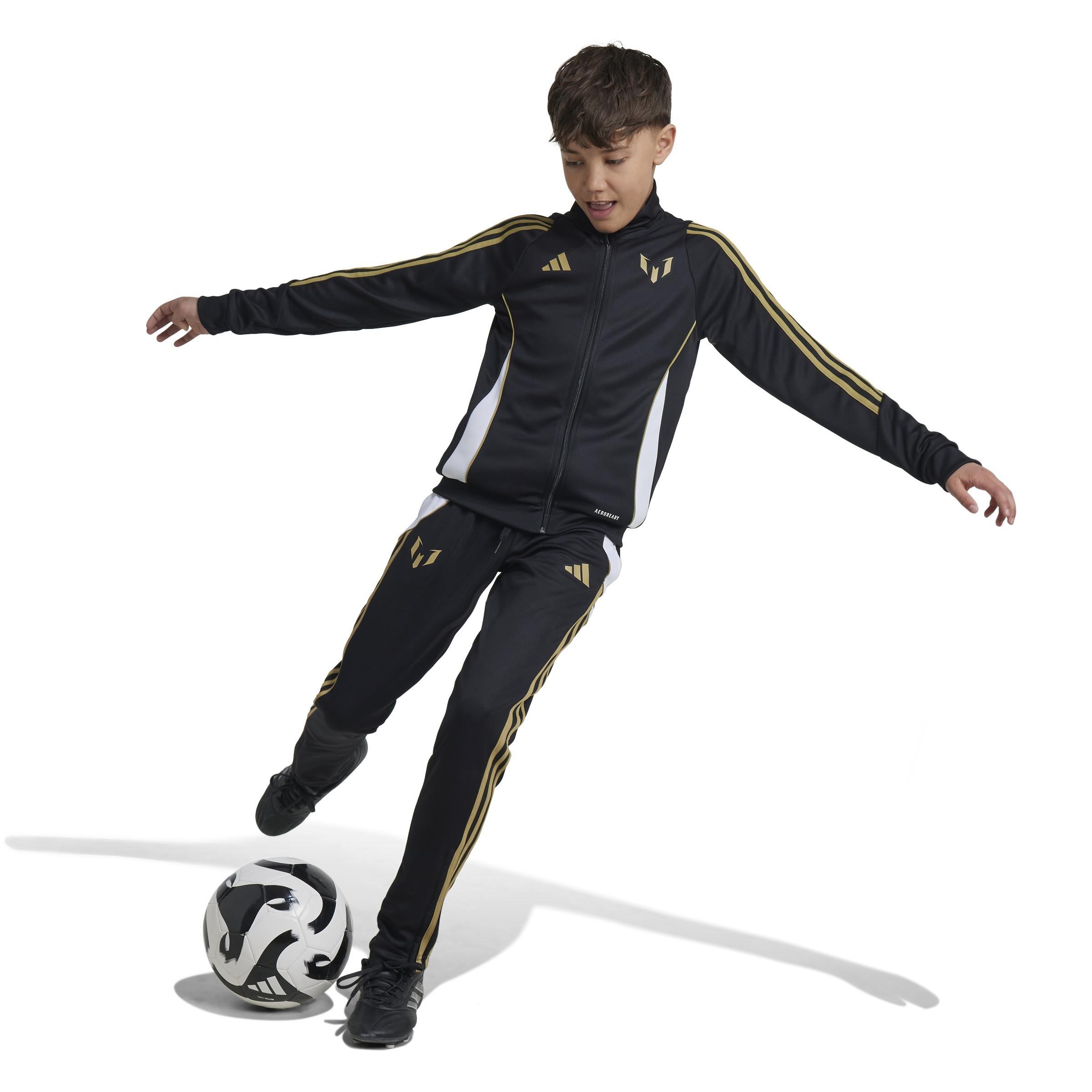 Kids Unisex Messi Training Tracksuit Bottoms, Black, , large image number 6