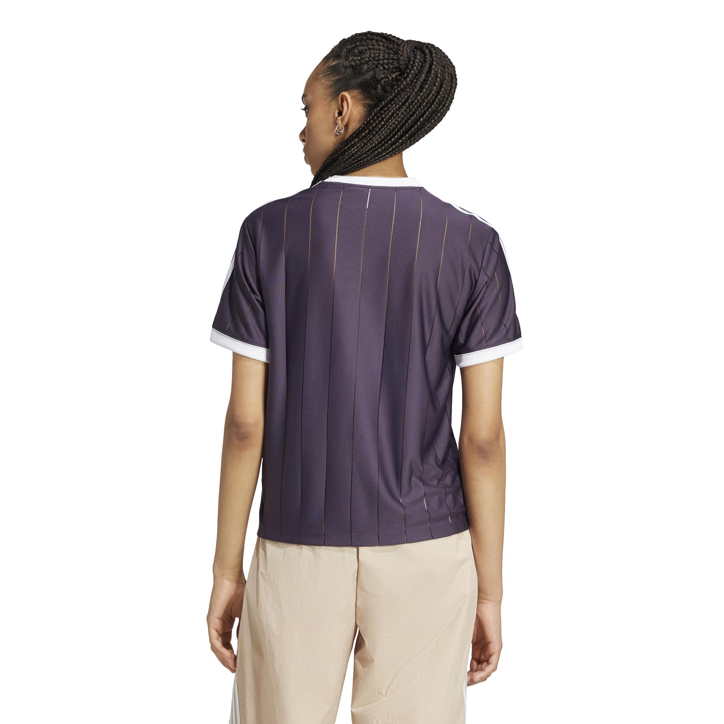 Adicolor 3-Stripes Pinstripe T-Shirt, Purple, A701_ONE, large image number 3