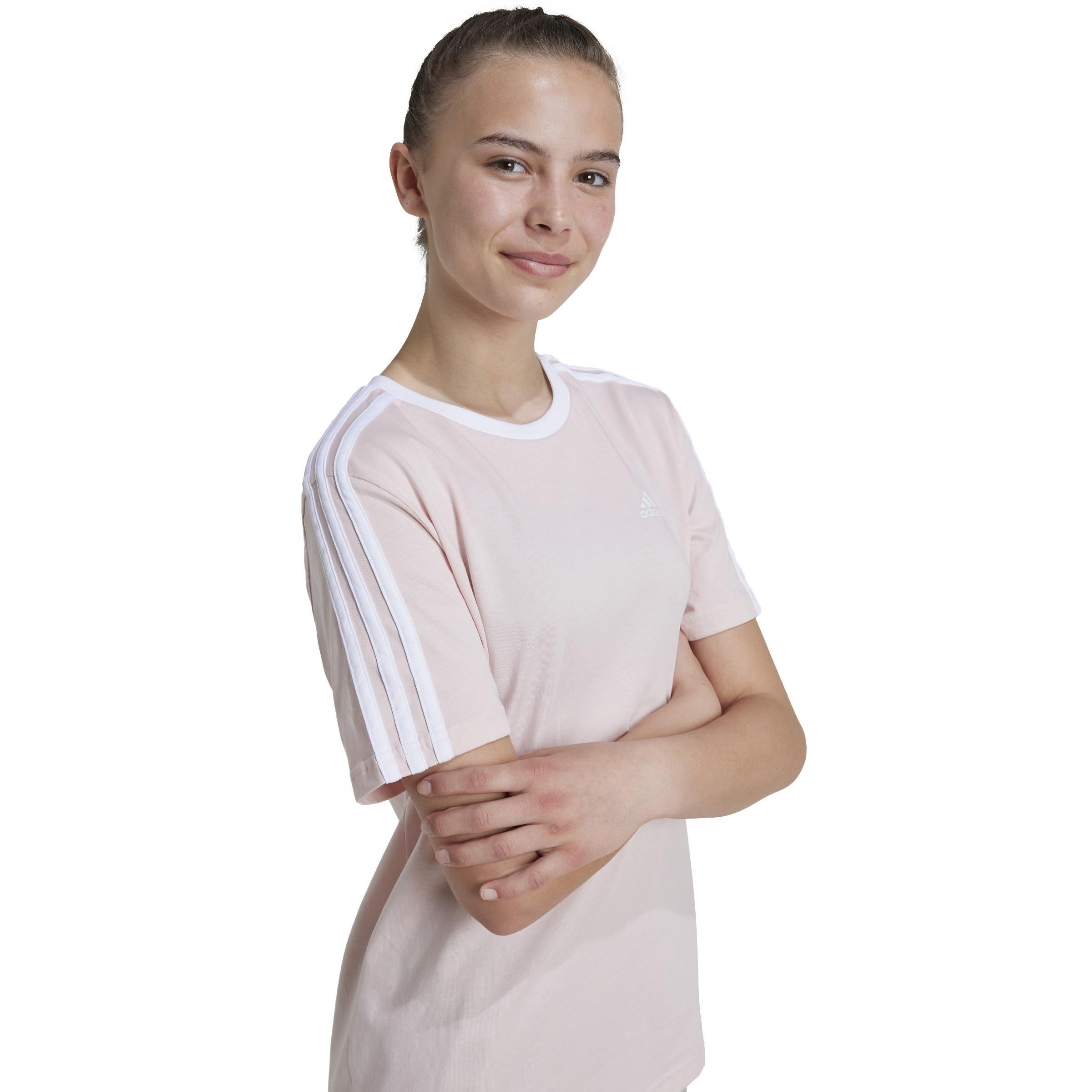 Essentials 3-Stripes Cotton Loose Fit Boyfriend T-Shirt, Pink, A701_ONE, large image number 5