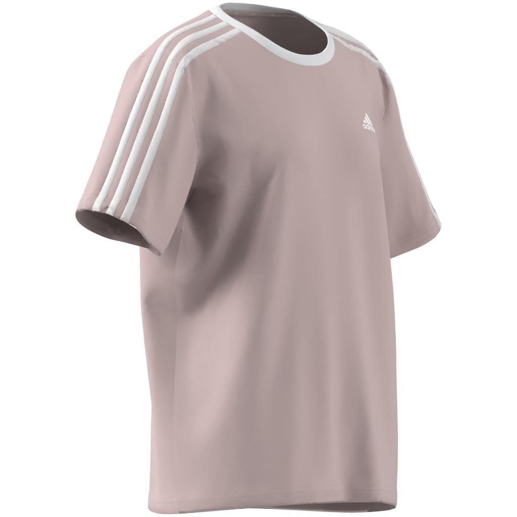 Essentials 3-Stripes Cotton Loose Fit Boyfriend T-Shirt, Pink, A701_ONE, large image number 9