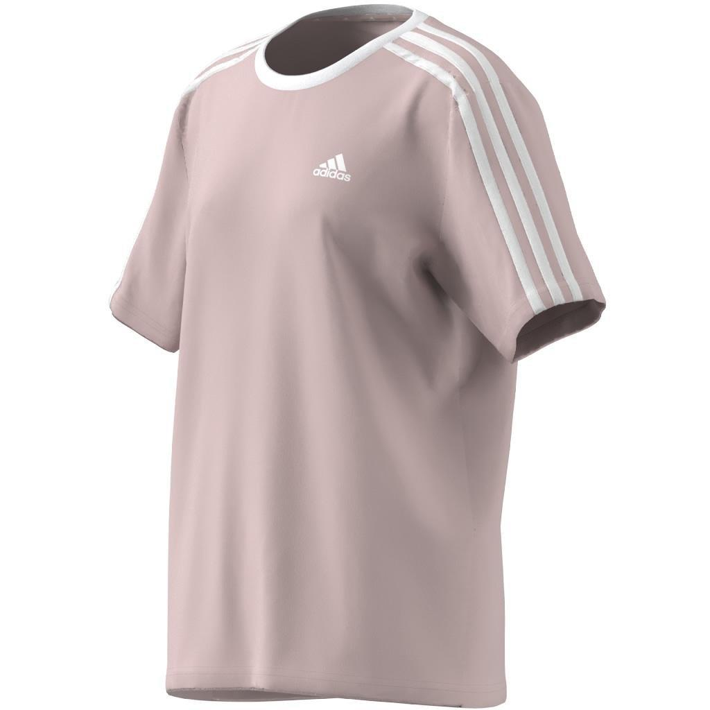 Essentials 3-Stripes Cotton Loose Fit Boyfriend T-Shirt, Pink, A701_ONE, large image number 11