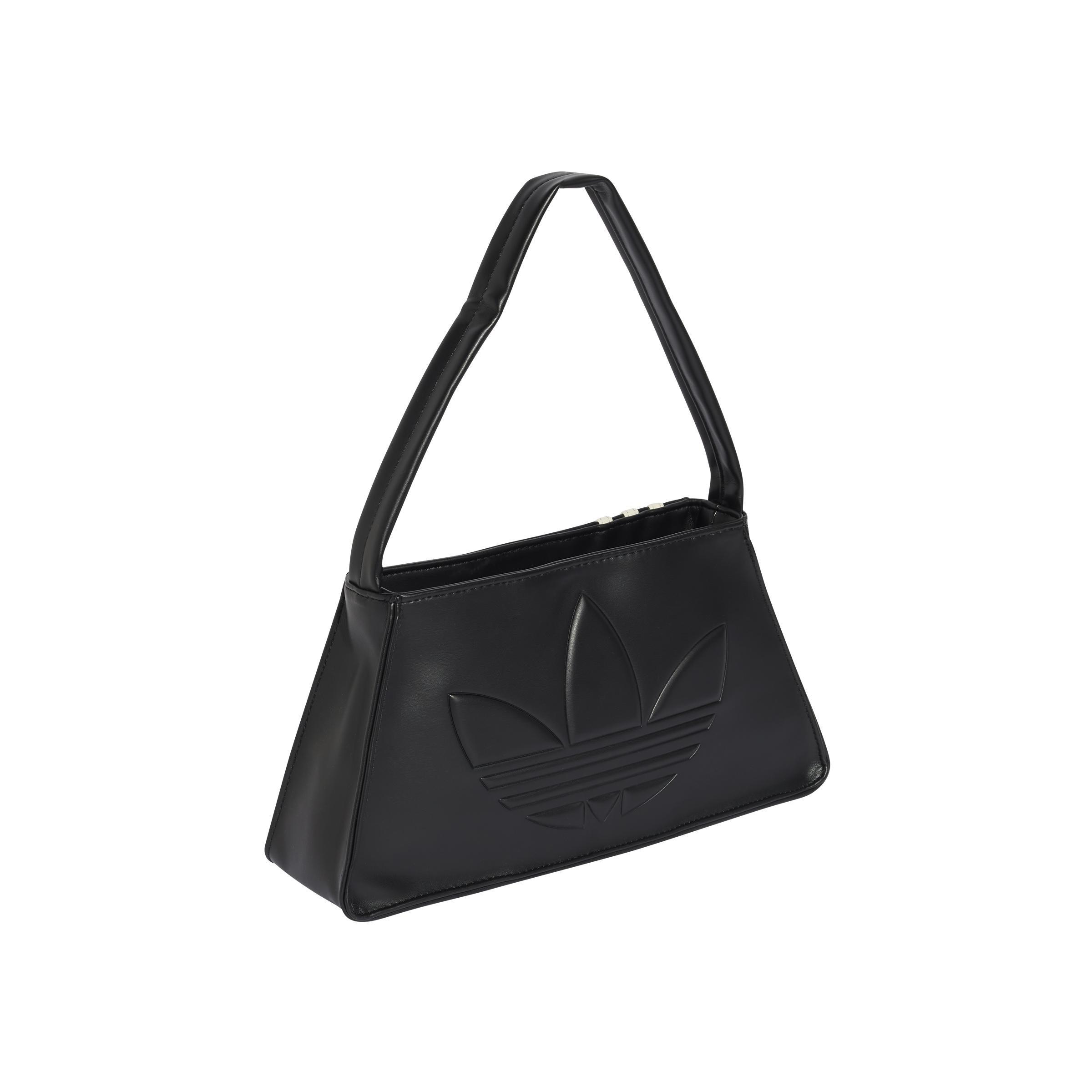 Unisex Outline Trefoil Shoulder Bag, Black, A701_ONE, medium