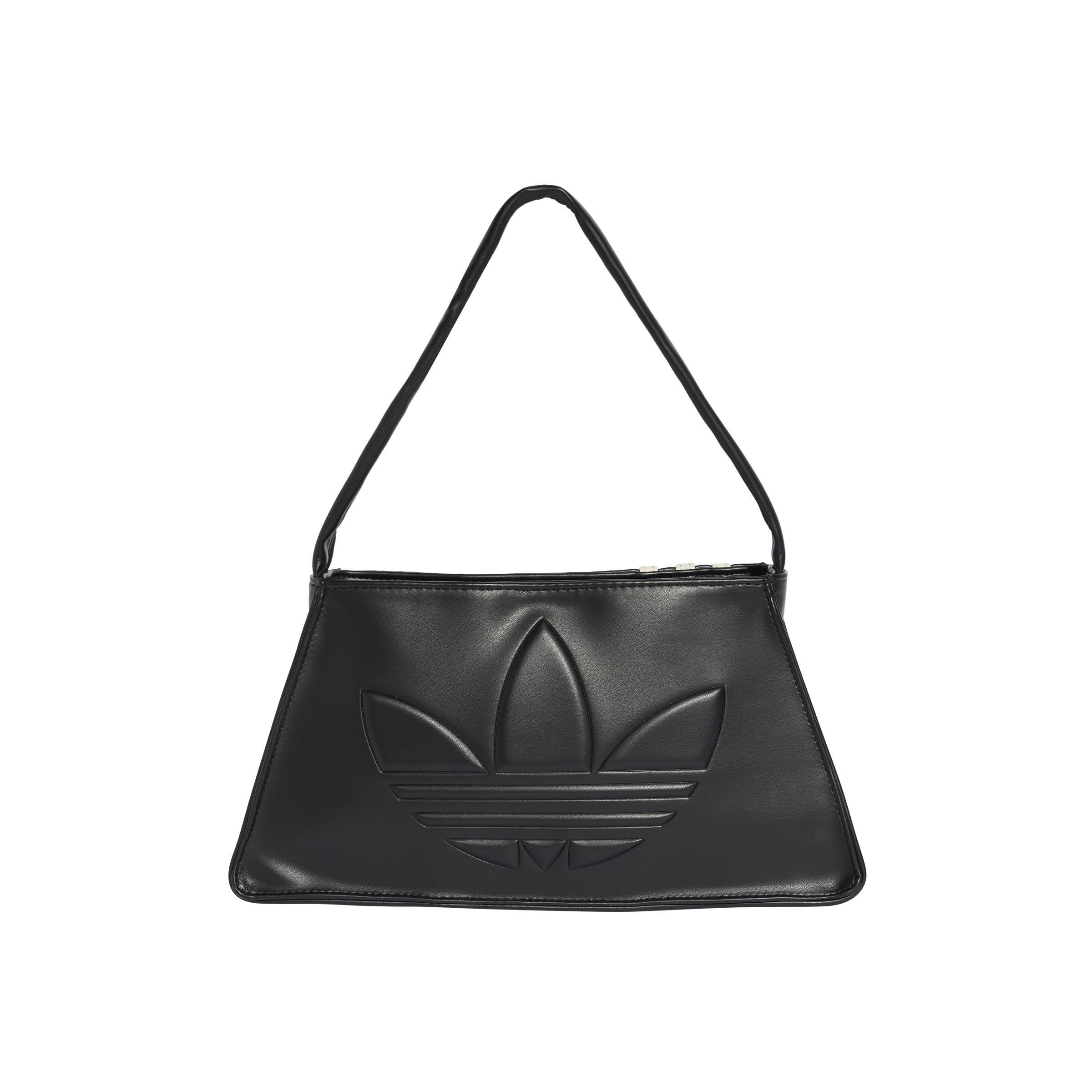 Unisex Outline Trefoil Shoulder Bag, Black, A701_ONE, medium
