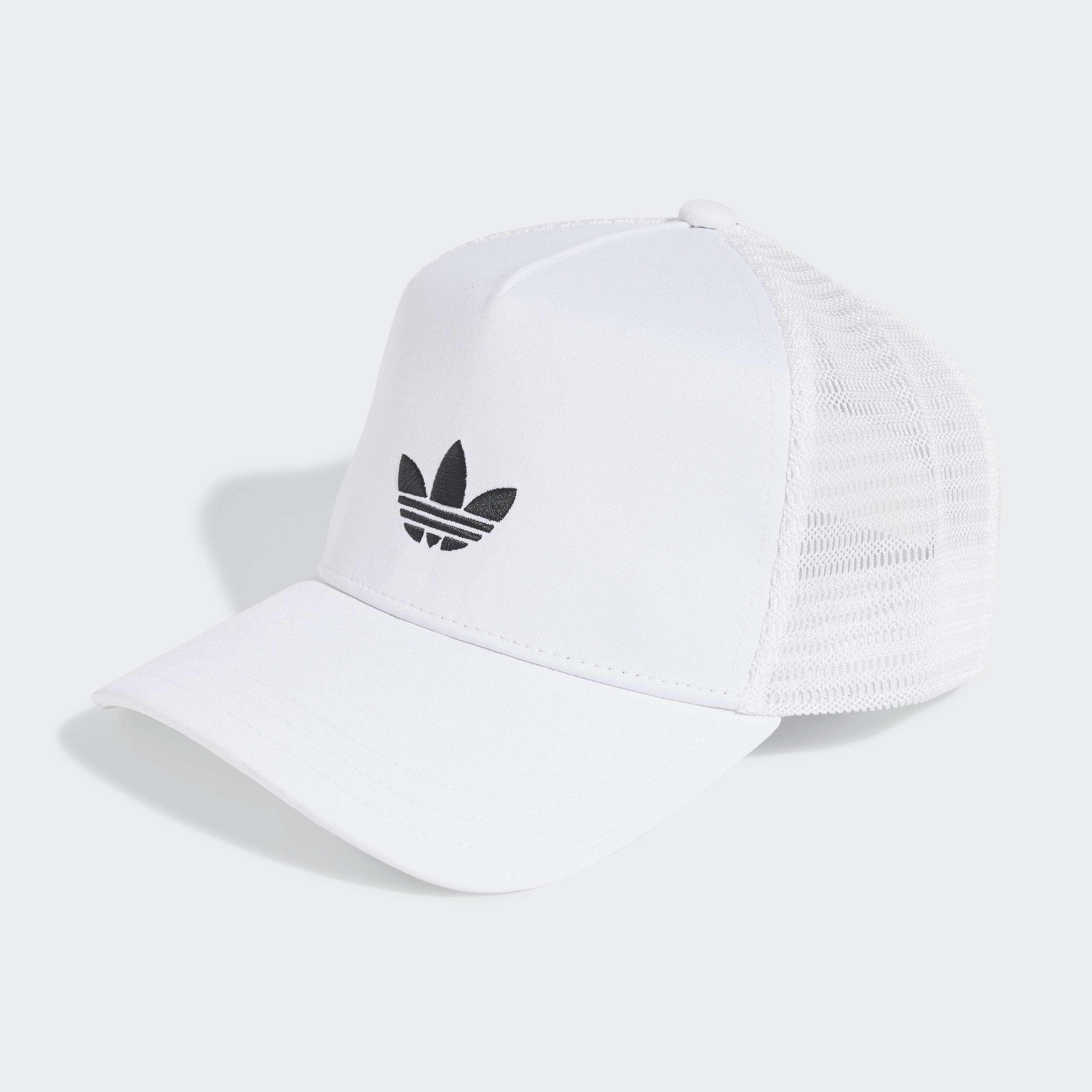 Unisex Adicolor Classic Curved Foam Trucker Cap, White, , medium