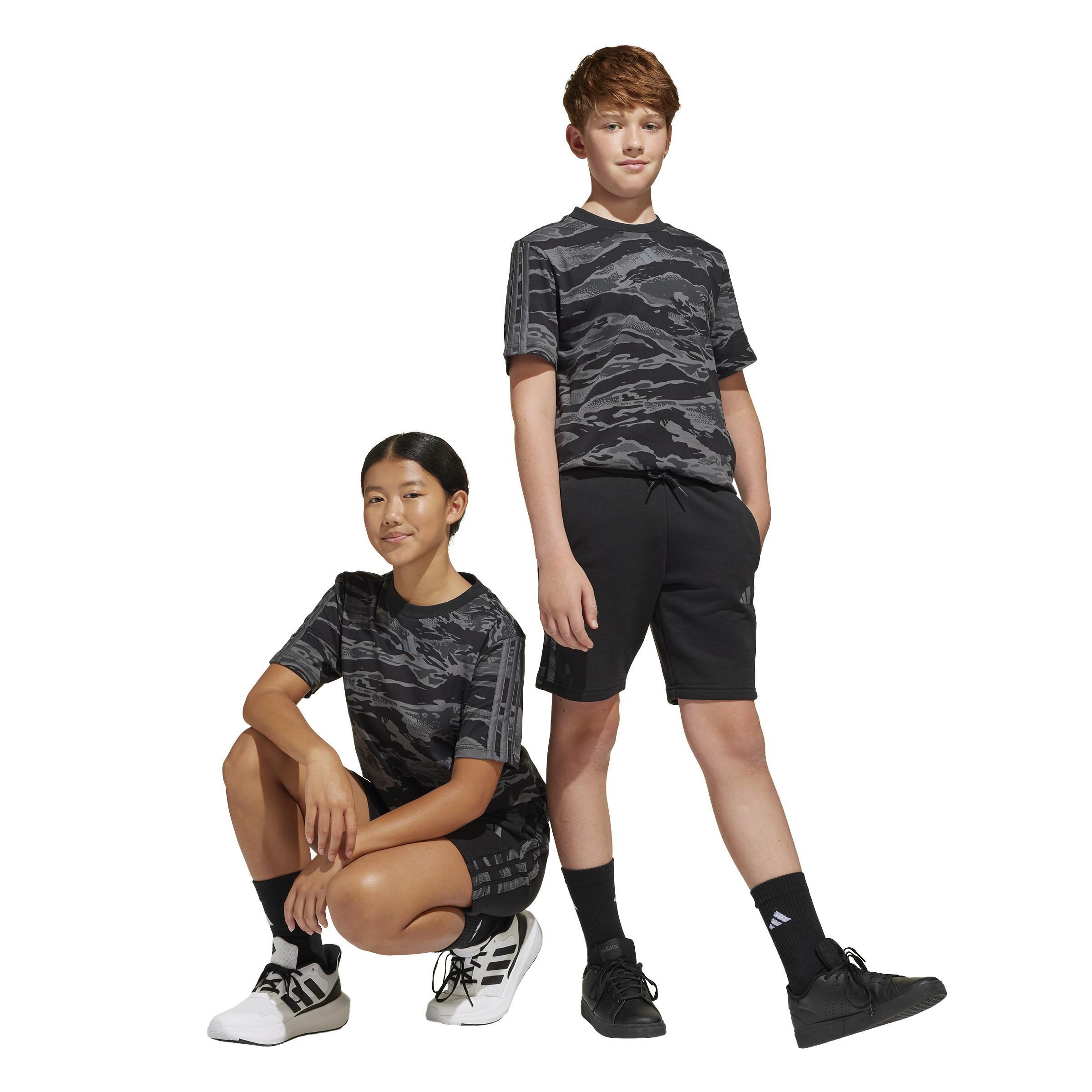 Unisex Kids Seasonal Essentials Camo Shorts, Black, A701_ONE, large image number 9