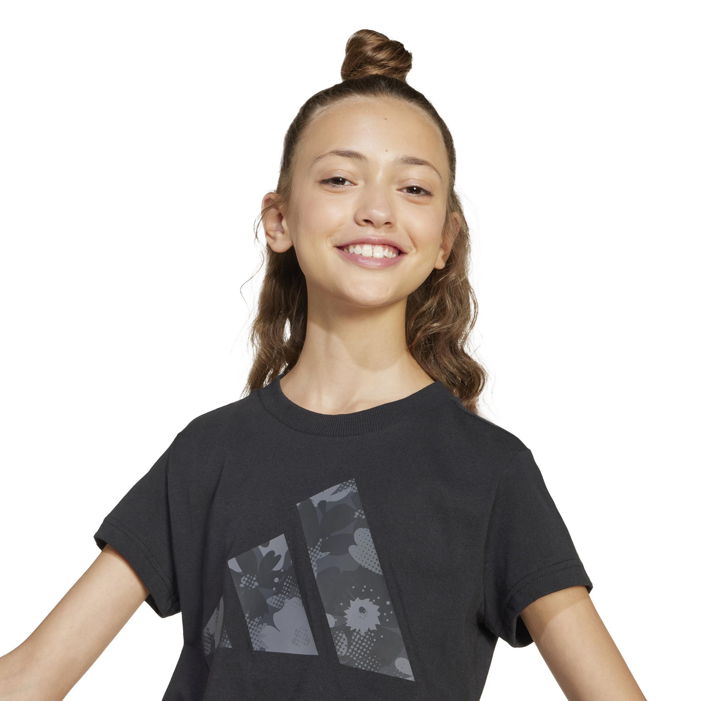 Kids Seasonal Essentials Flower T-Shirt, Black, , large image number 3