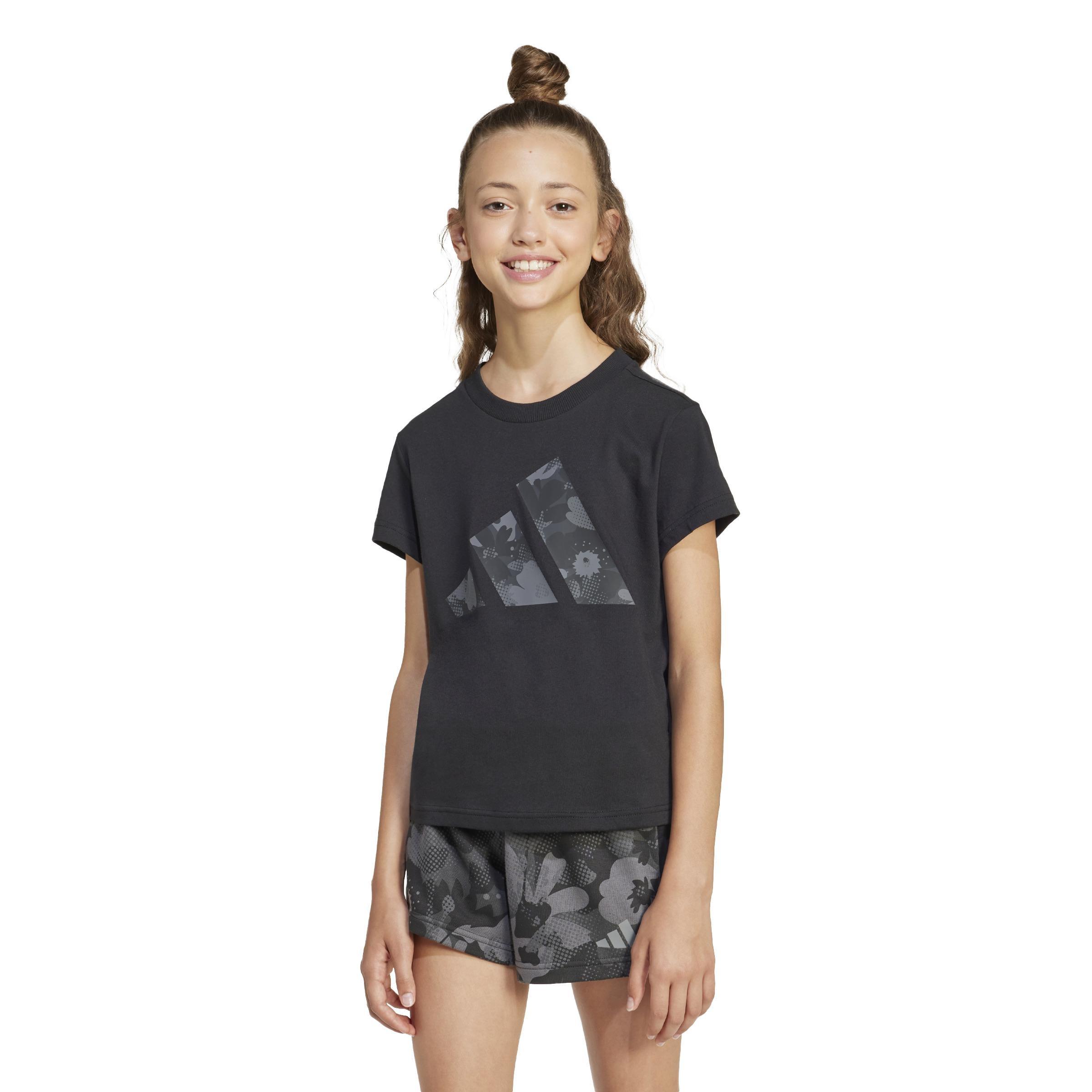 Kids Seasonal Essentials Flower T-Shirt, Black, , large image number 5