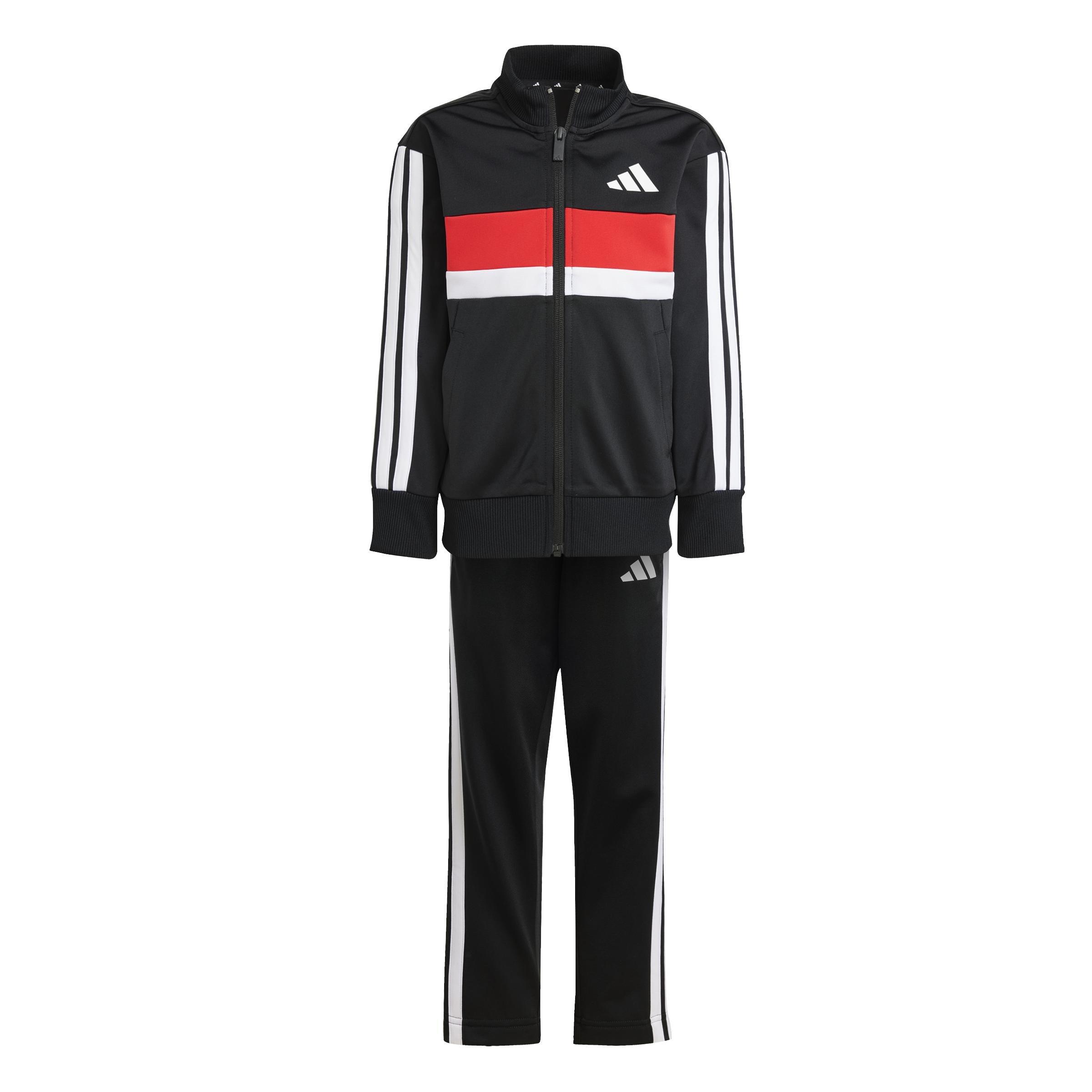 Unisex Kids Seasonal Essentials Tiberio 3-Stripes Tricot Track Suit, Black, , large image number 0