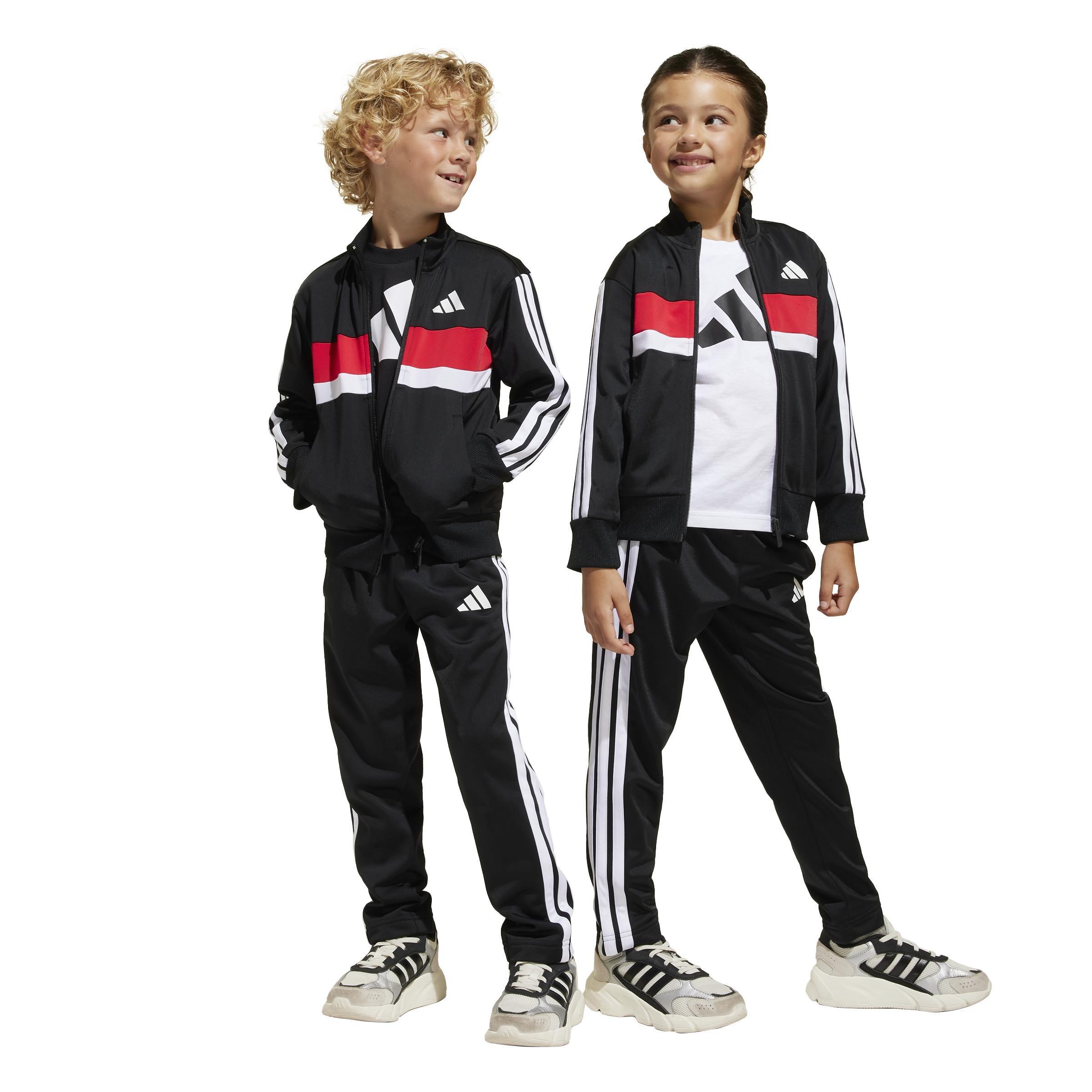Unisex Kids Seasonal Essentials Tiberio 3-Stripes Tricot Track Suit, Black, , large image number 8