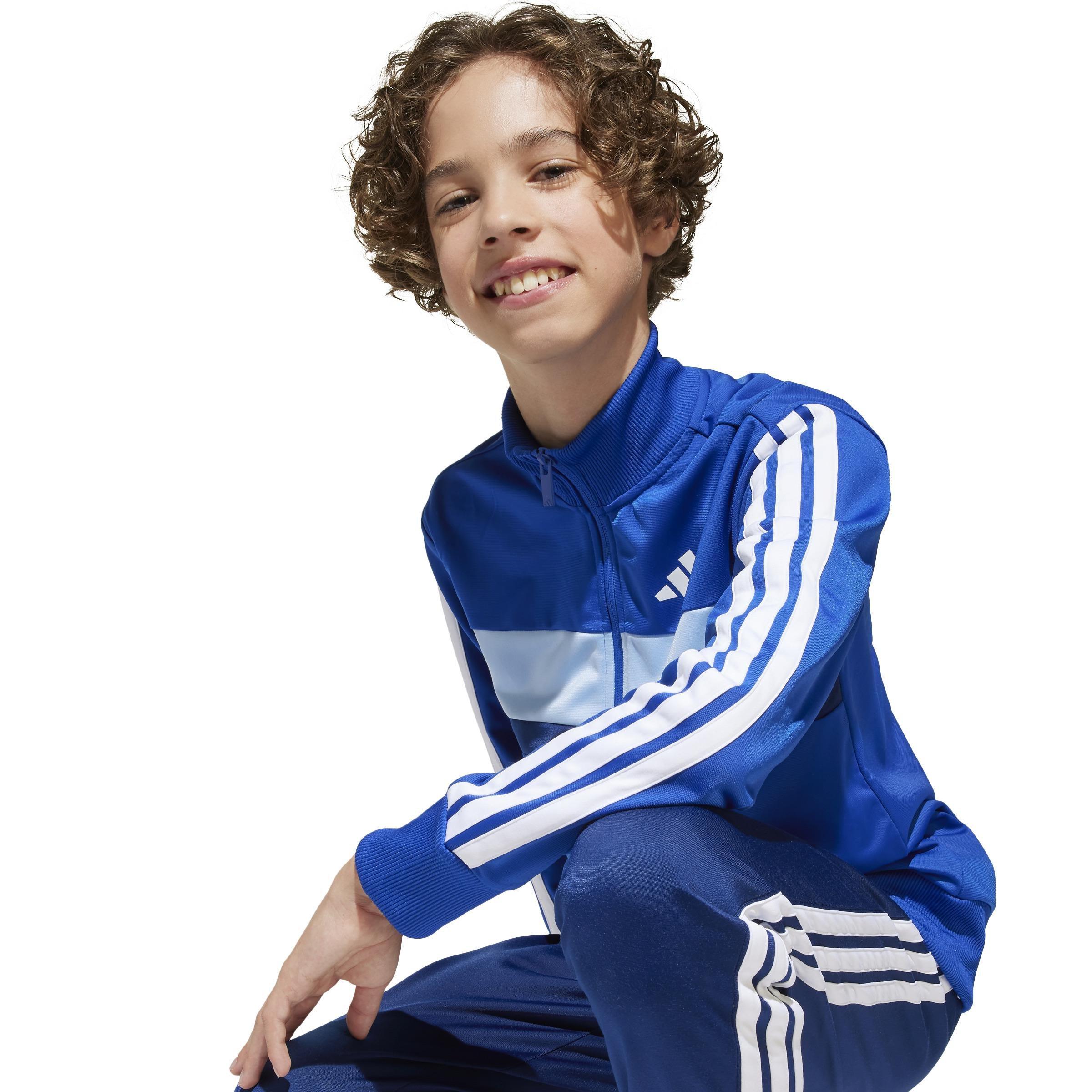 Unisex Kids Seasonal Essentials Tiberio 3-Stripes Tricot Track Suit, Blue, , large image number 3