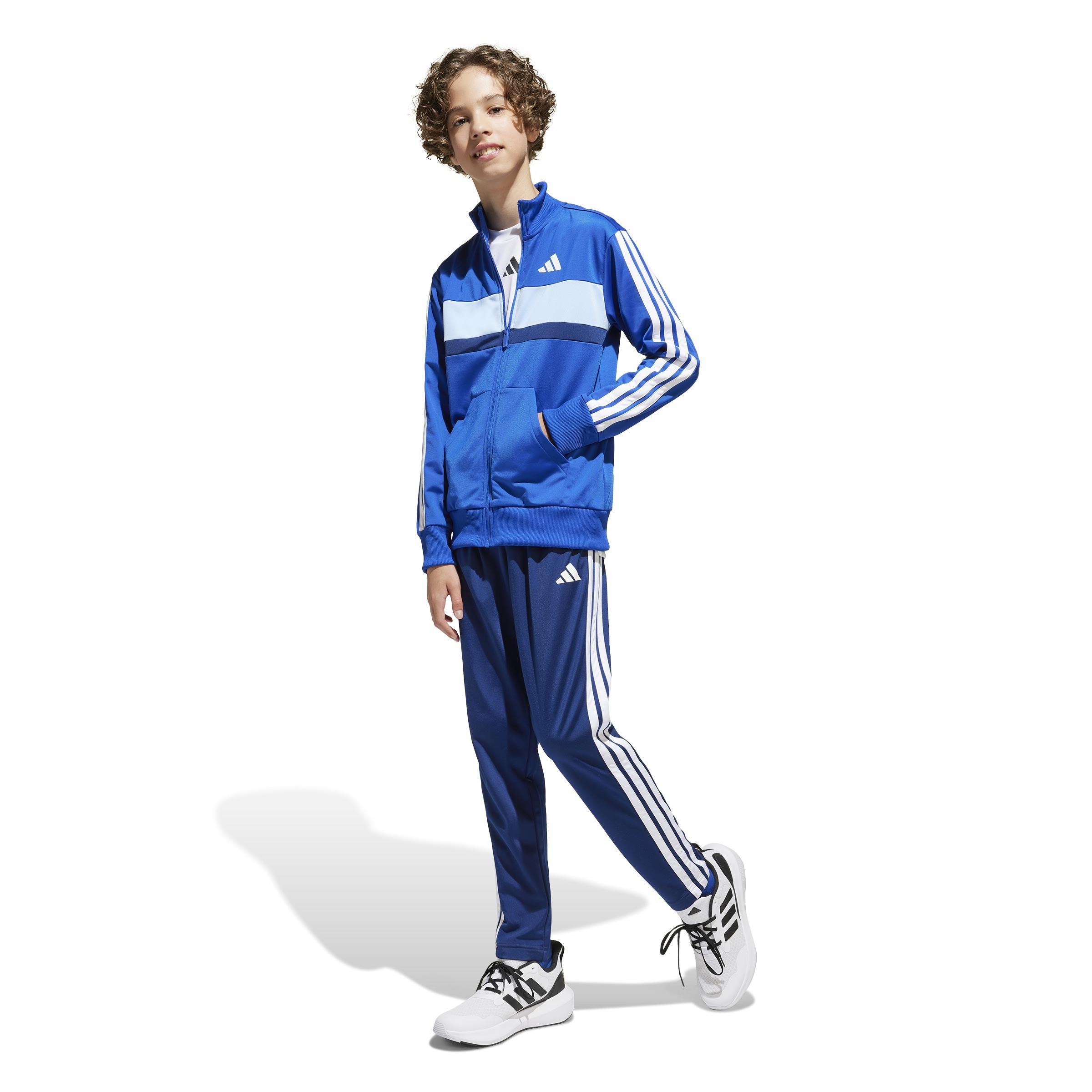 Unisex Kids Seasonal Essentials Tiberio 3-Stripes Tricot Track Suit, Blue, , large image number 7