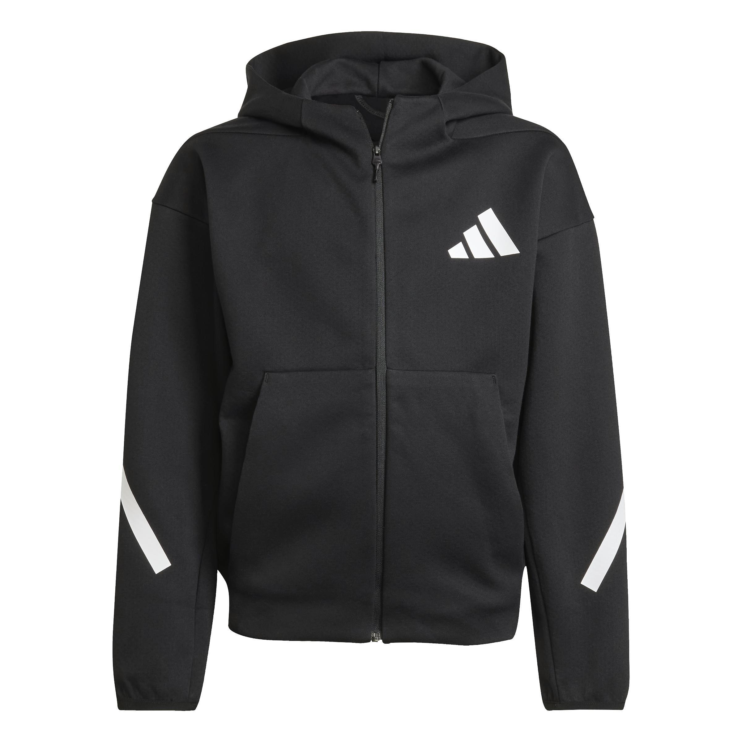 Unisex Kids adidas Z.N.E. Full-Zip Hooded Track Jacket, Black, A701_ONE, large image number 0