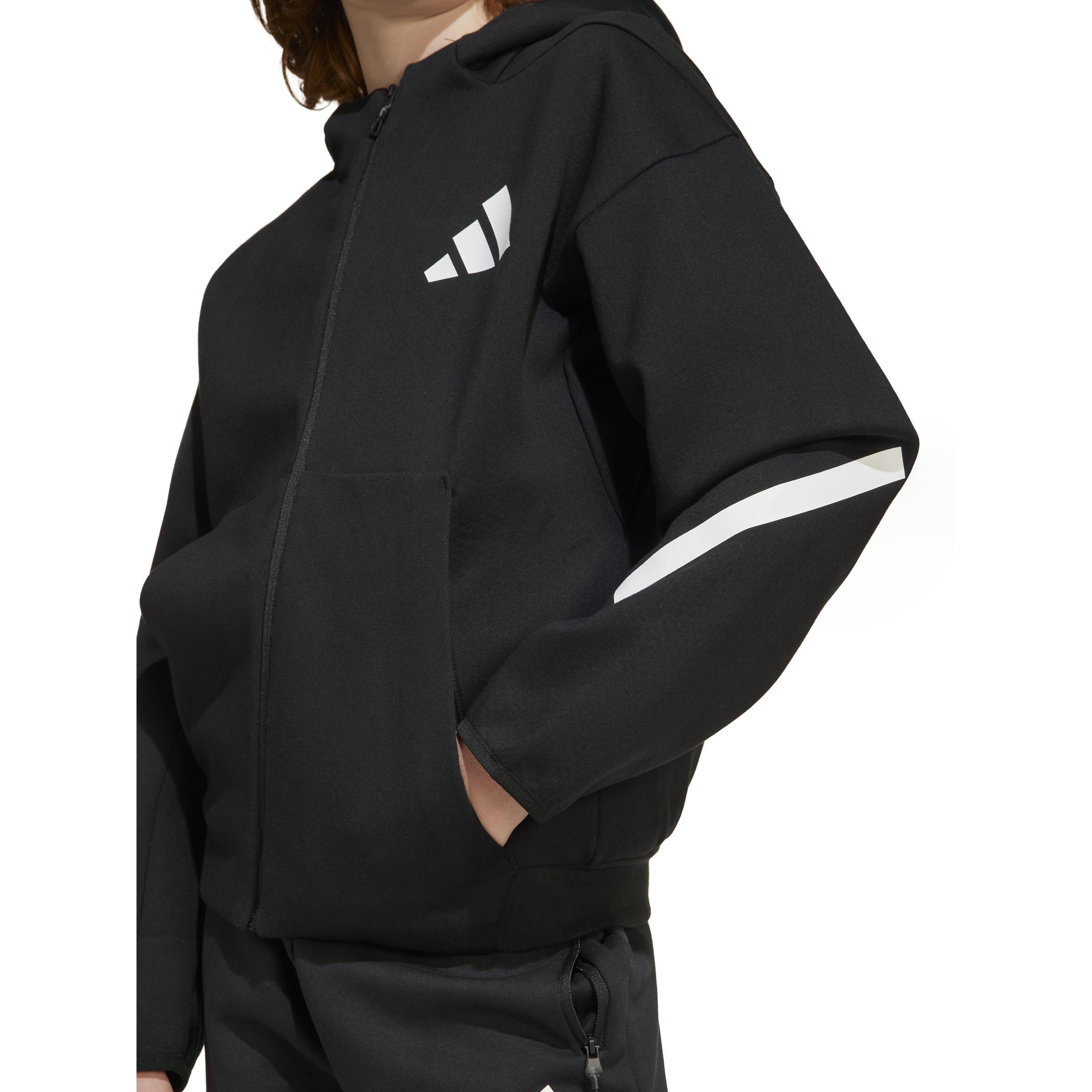 Unisex Kids adidas Z.N.E. Full-Zip Hooded Track Jacket, Black, A701_ONE, large image number 4