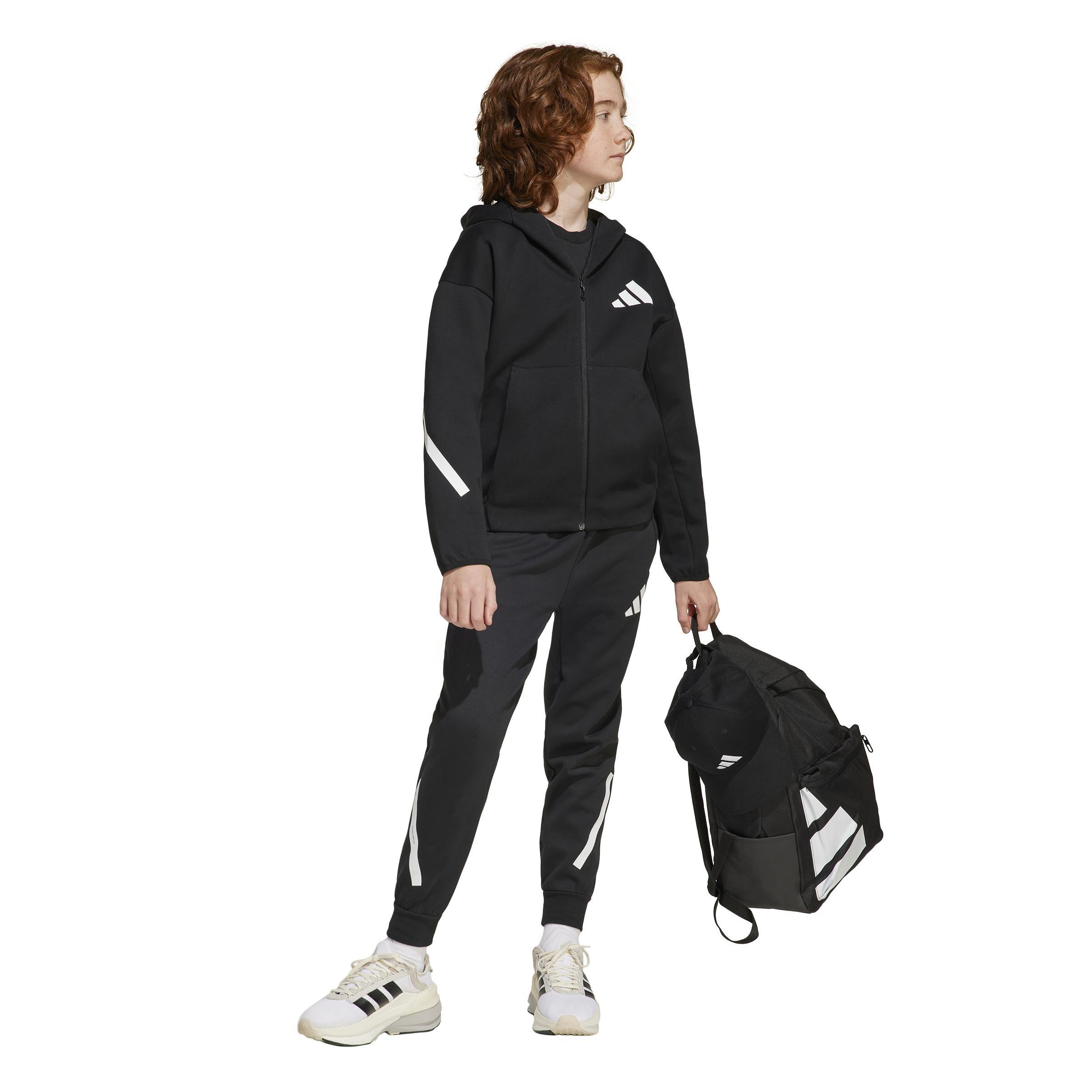Unisex Kids adidas Z.N.E. Full-Zip Hooded Track Jacket, Black, A701_ONE, large image number 5