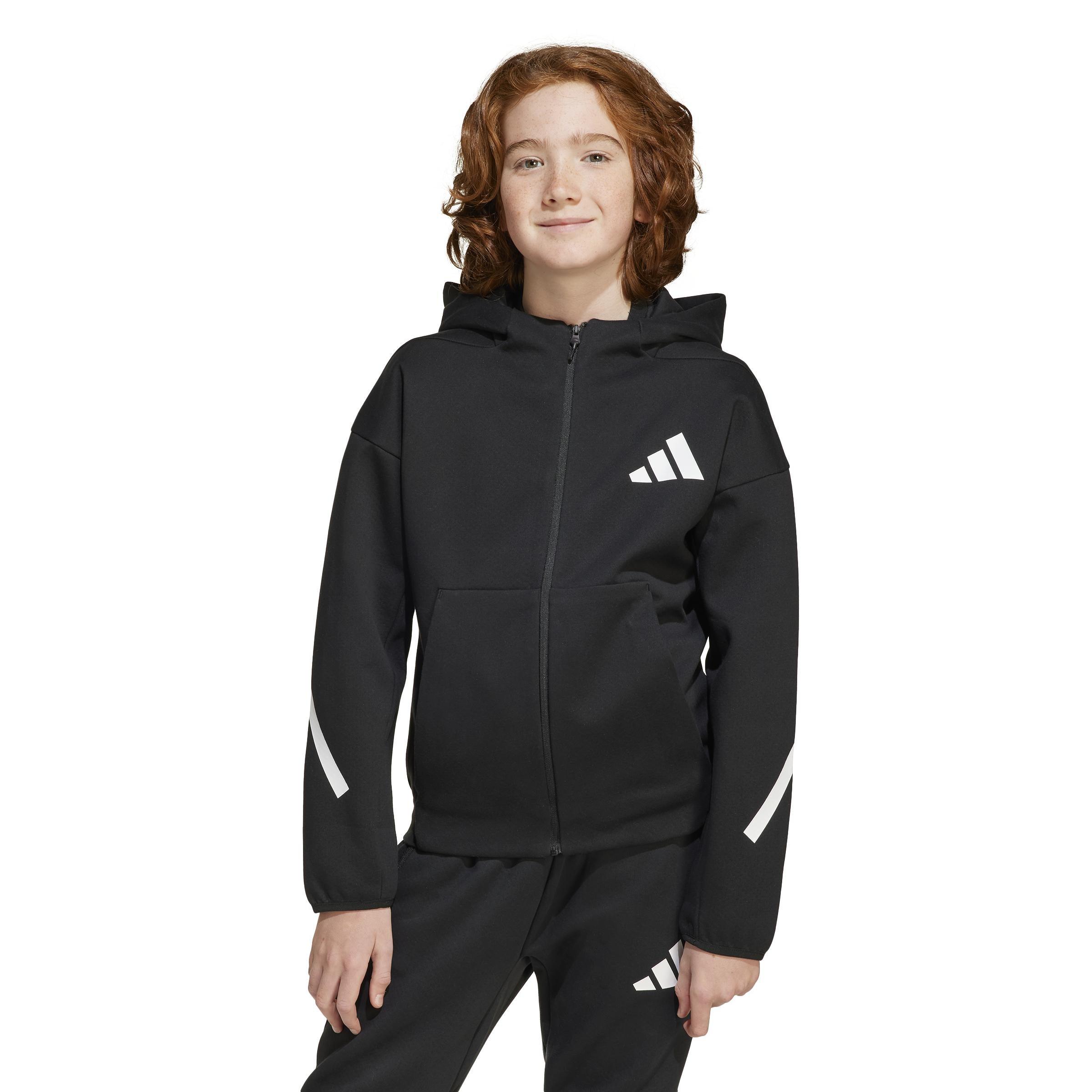 Unisex Kids adidas Z.N.E. Full-Zip Hooded Track Jacket, Black, A701_ONE, large image number 6