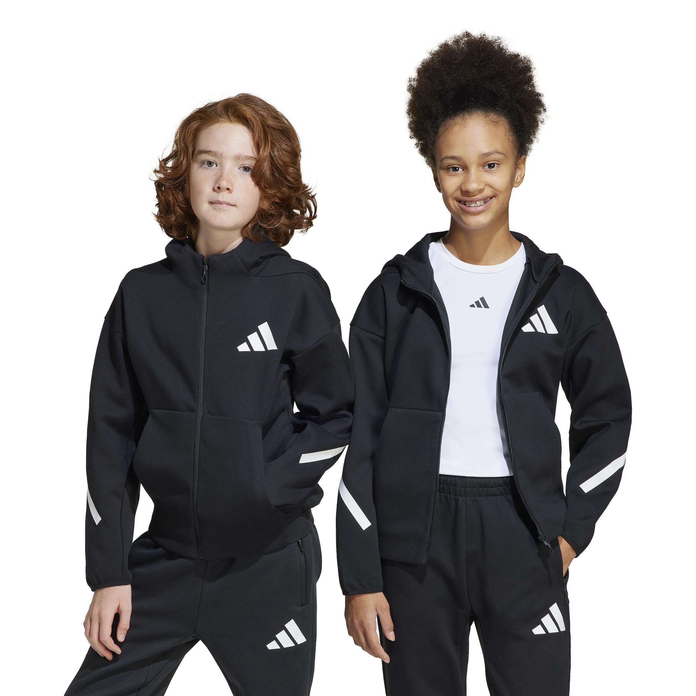 Unisex Kids adidas Z.N.E. Full-Zip Hooded Track Jacket, Black, A701_ONE, large image number 8