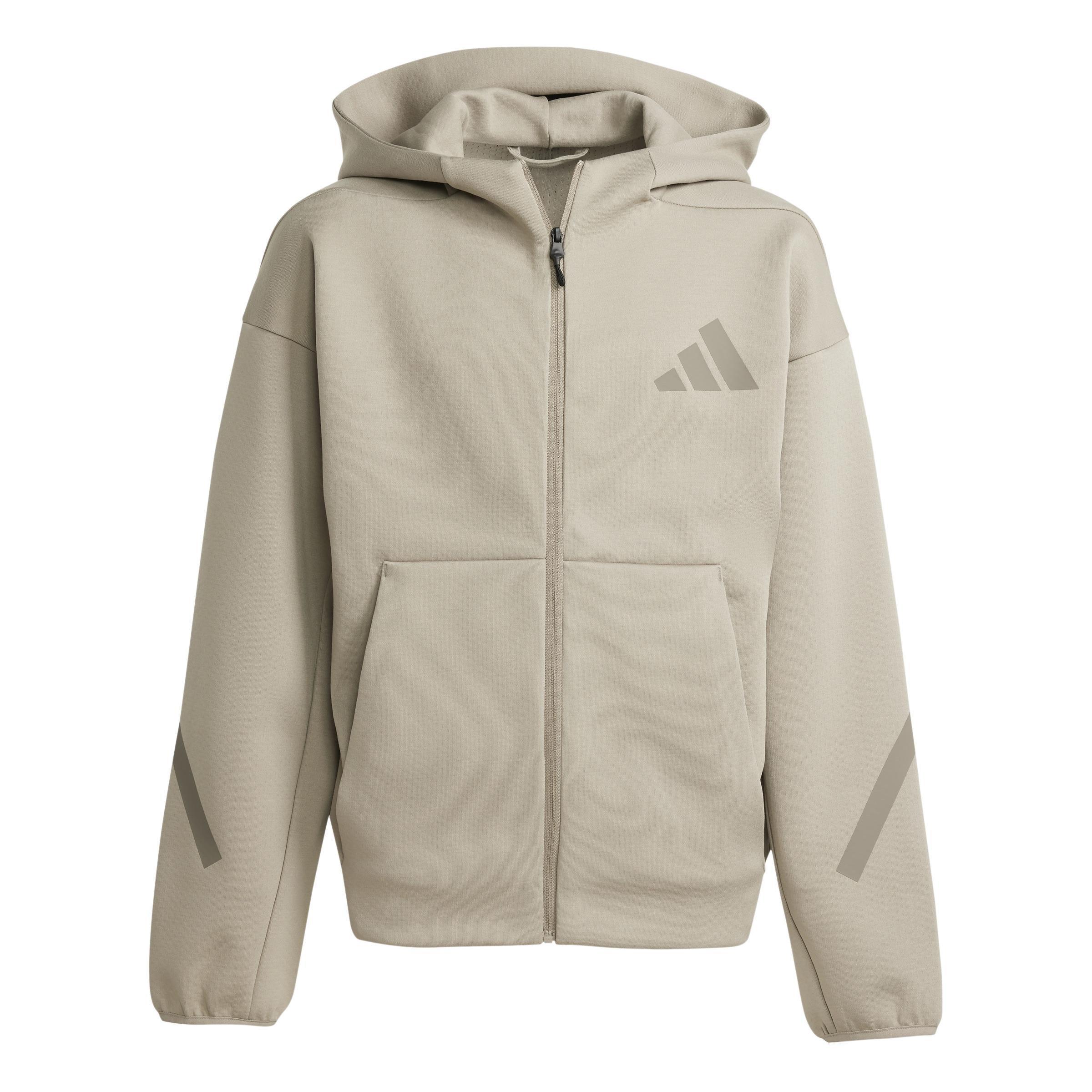 Unisex Kids adidas Z.N.E. Full-Zip Hooded Track Jacket, Beige, , large image number 0