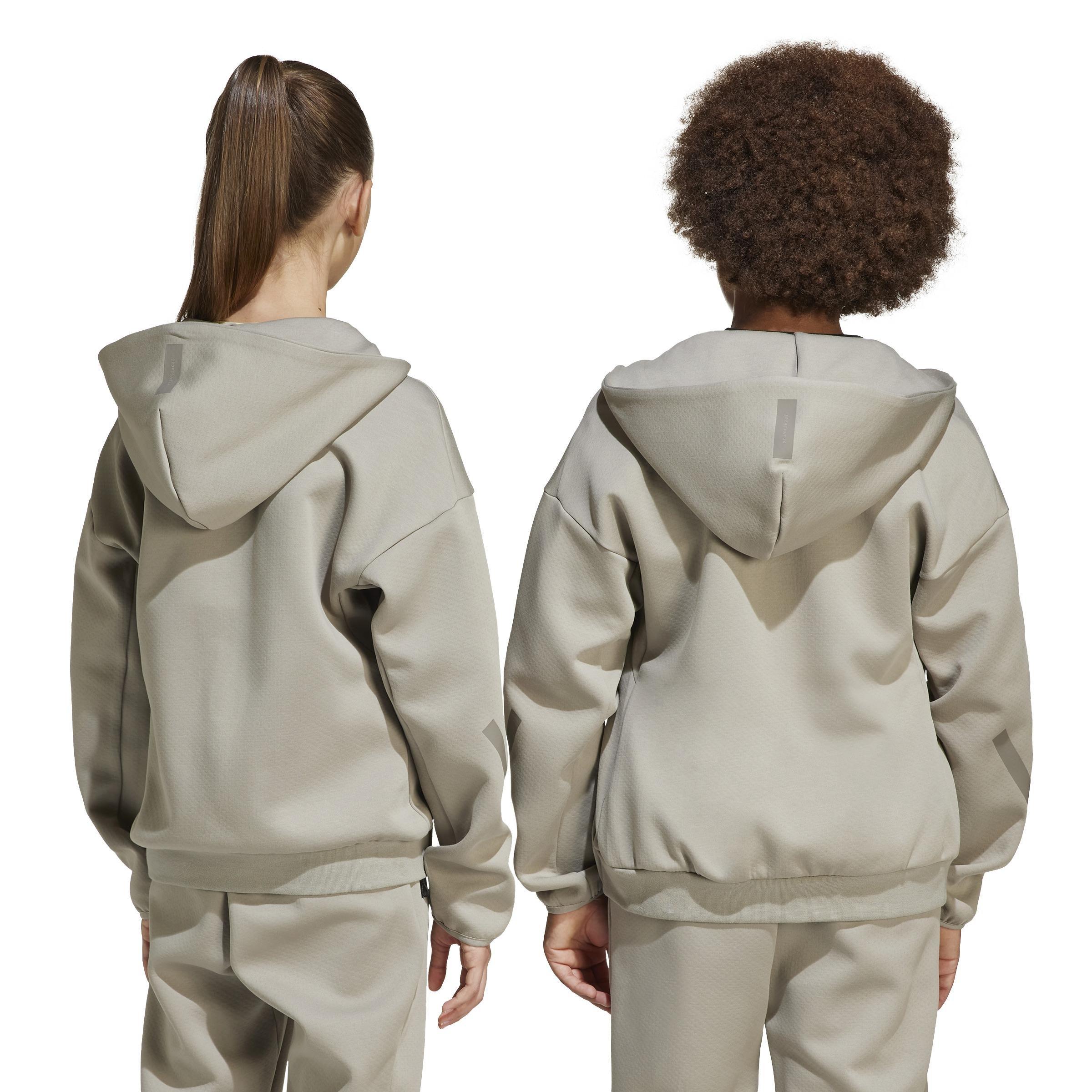 Unisex Kids adidas Z.N.E. Full-Zip Hooded Track Jacket, Beige, , large image number 1