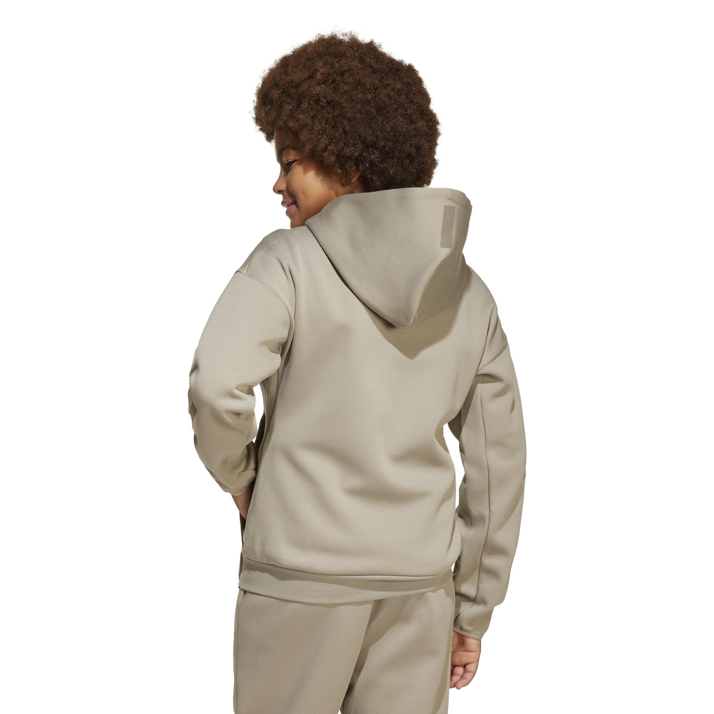 Unisex Kids adidas Z.N.E. Full-Zip Hooded Track Jacket, Beige, , large image number 2