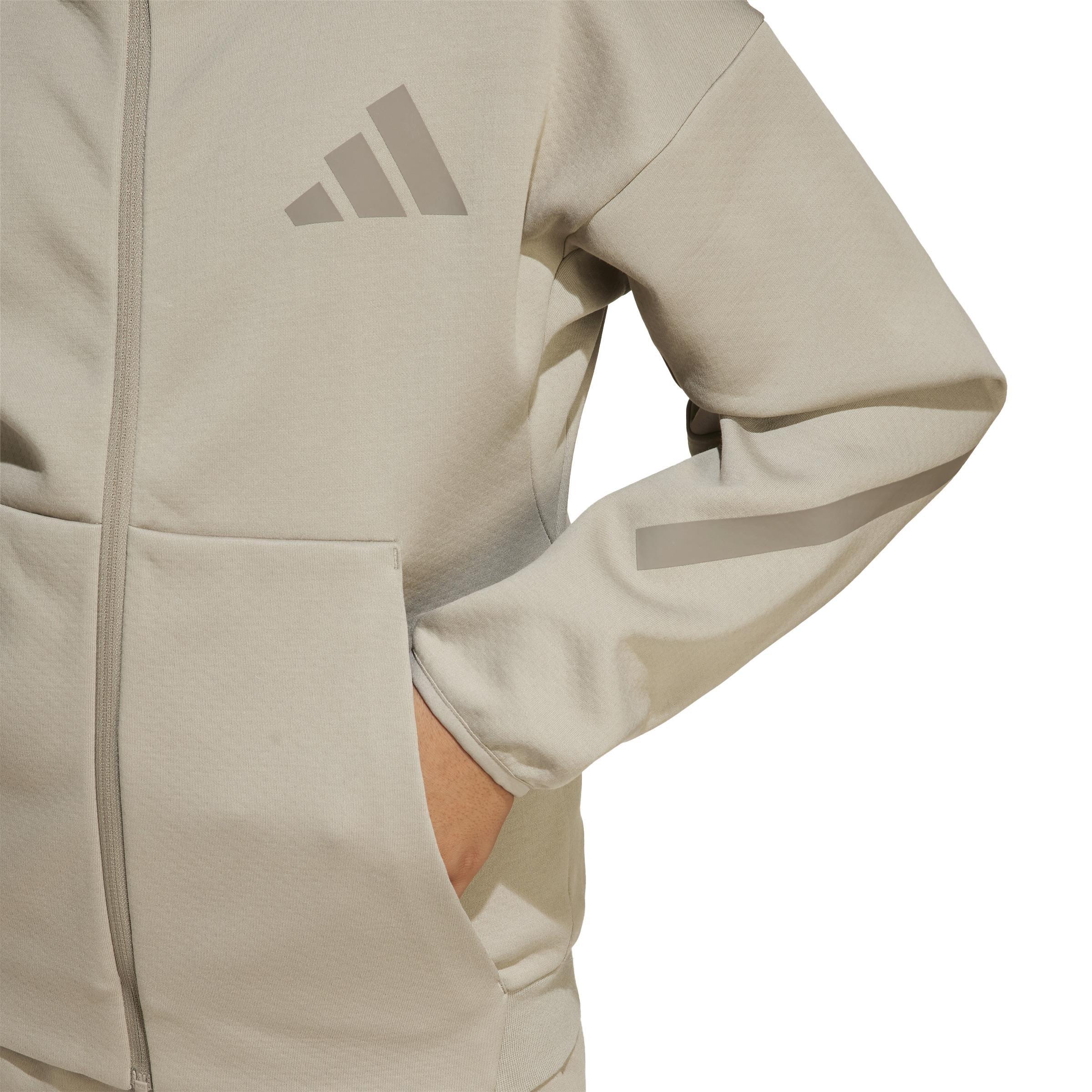 Unisex Kids adidas Z.N.E. Full-Zip Hooded Track Jacket, Beige, , large image number 3
