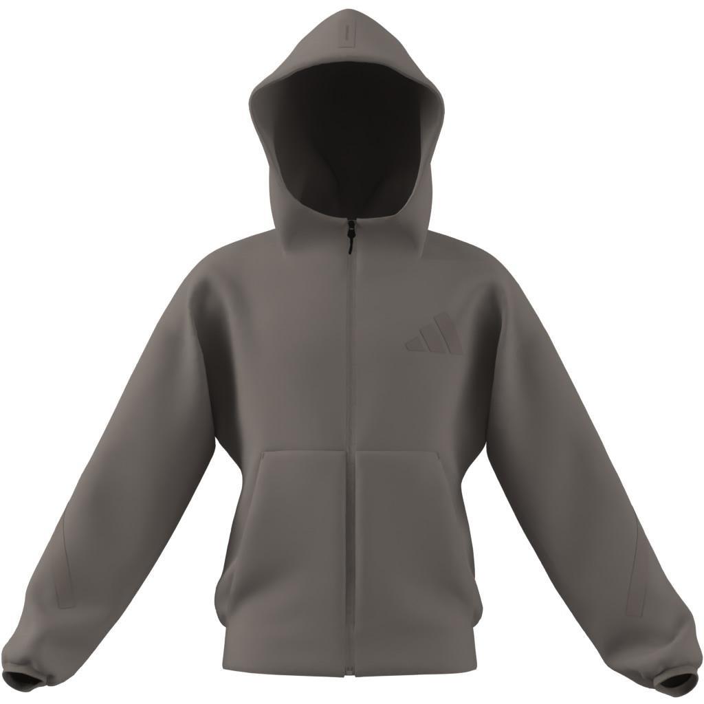 Unisex Kids adidas Z.N.E. Full-Zip Hooded Track Jacket, Beige, , large image number 11