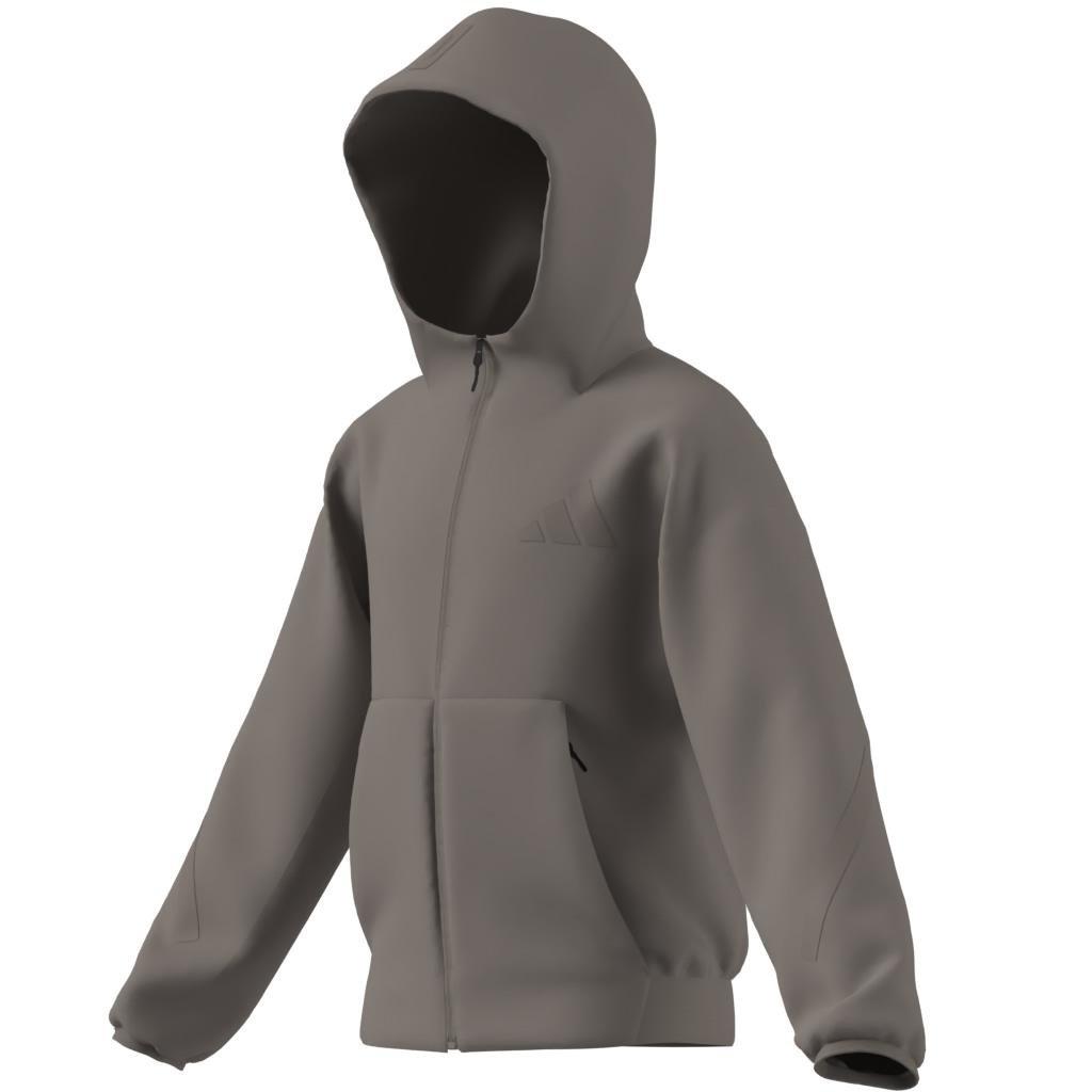 Unisex Kids adidas Z.N.E. Full-Zip Hooded Track Jacket, Beige, , large image number 14