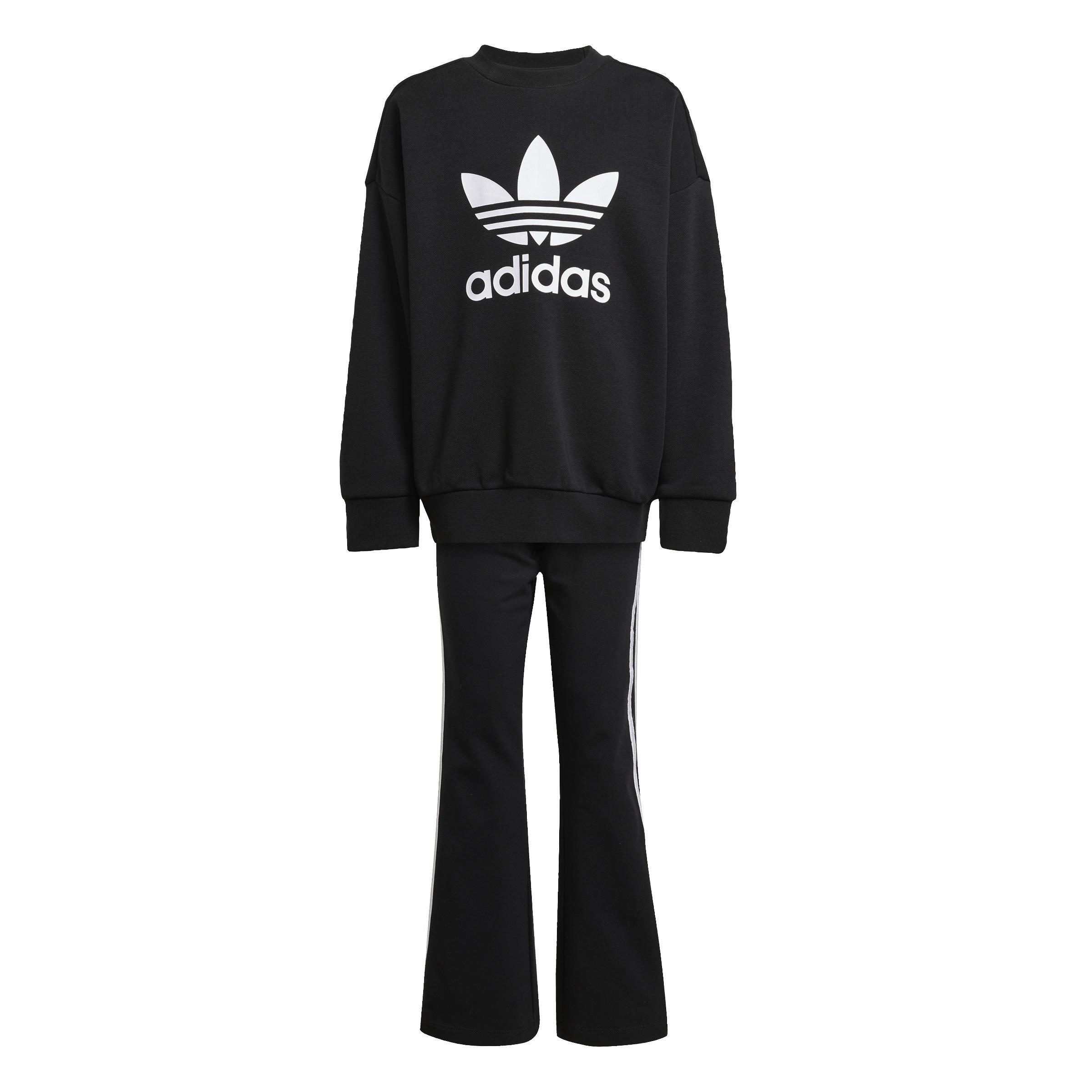 Kids Unisex Loose Crew Flared Legging Set, Black, , large image number 0
