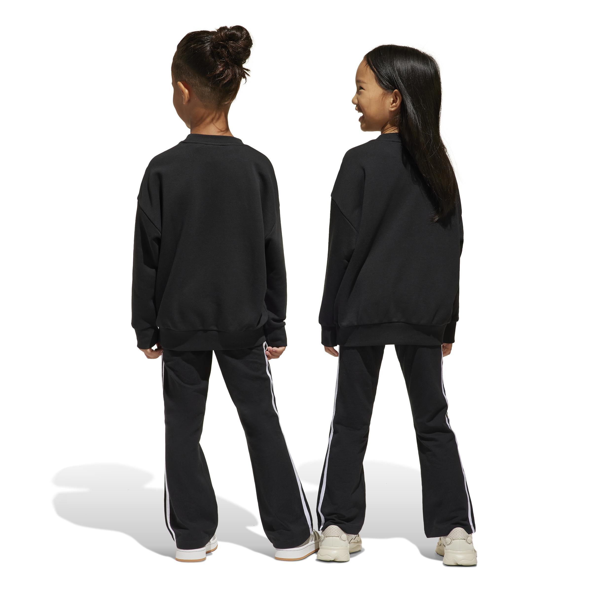Kids Unisex Loose Crew Flared Legging Set, Black, , large image number 1