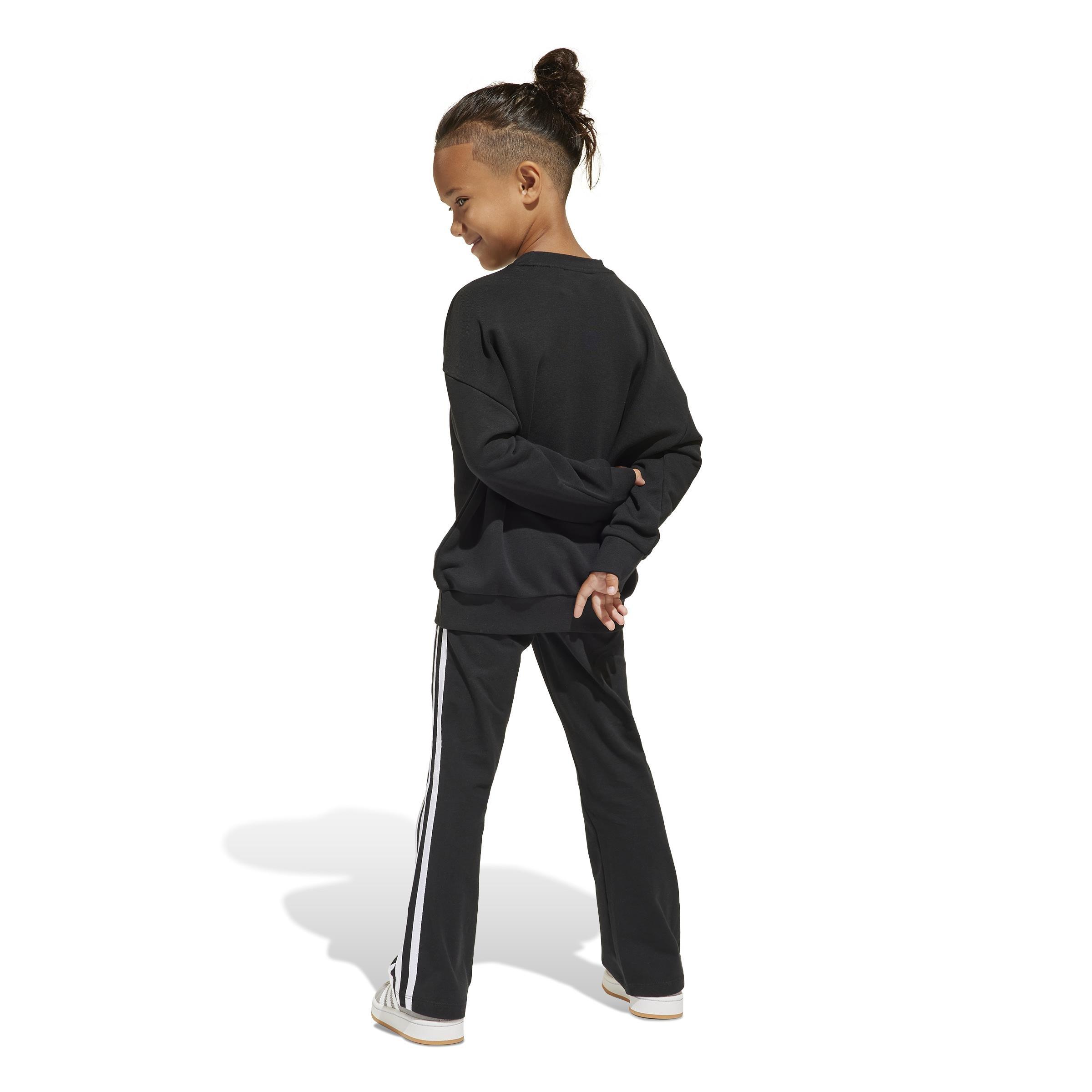 Kids Unisex Loose Crew Flared Legging Set, Black, , large image number 2