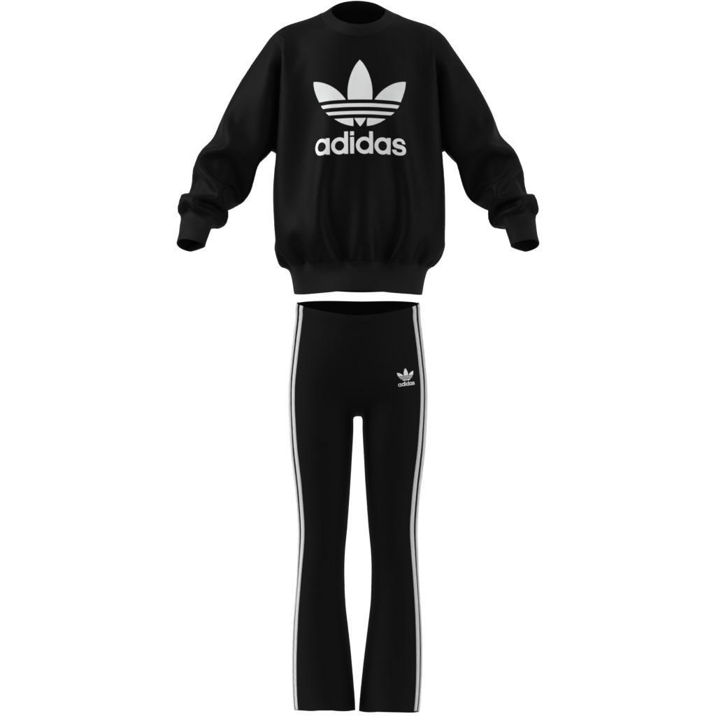 Kids Unisex Loose Crew Flared Legging Set, Black, , large image number 7