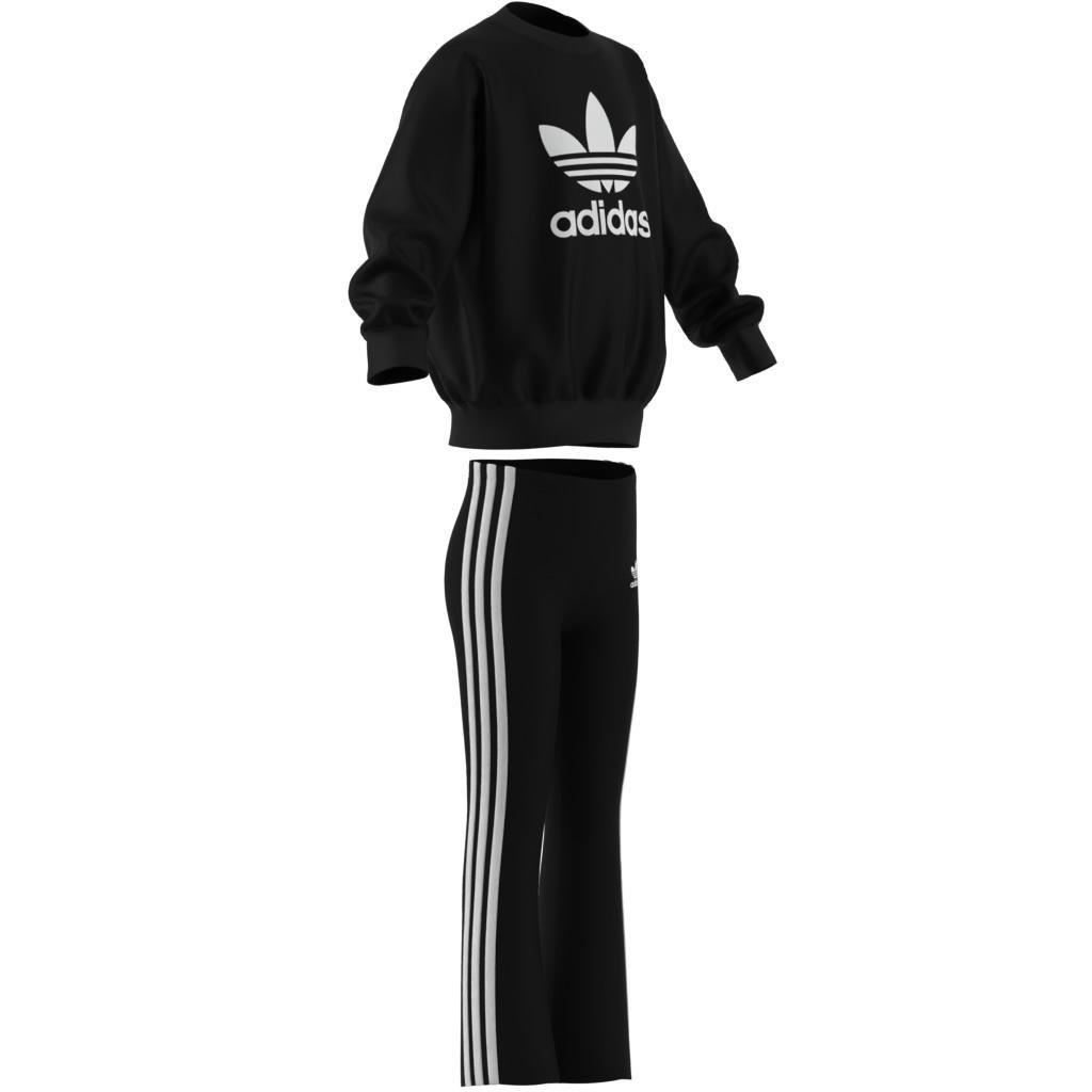 Kids Unisex Loose Crew Flared Legging Set, Black, , large image number 12