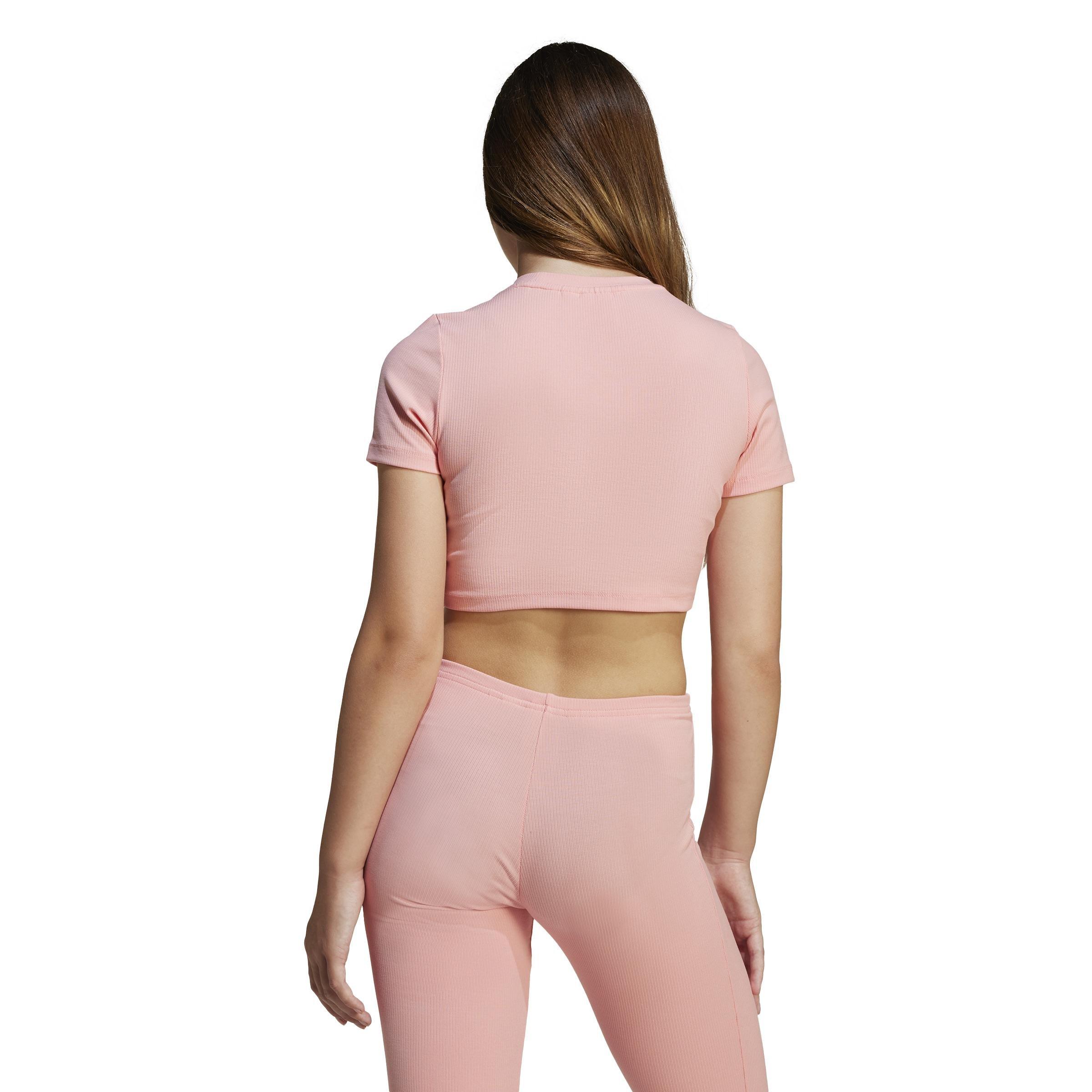 Kids Ribbed Crop Tee, Pink, , large image number 1