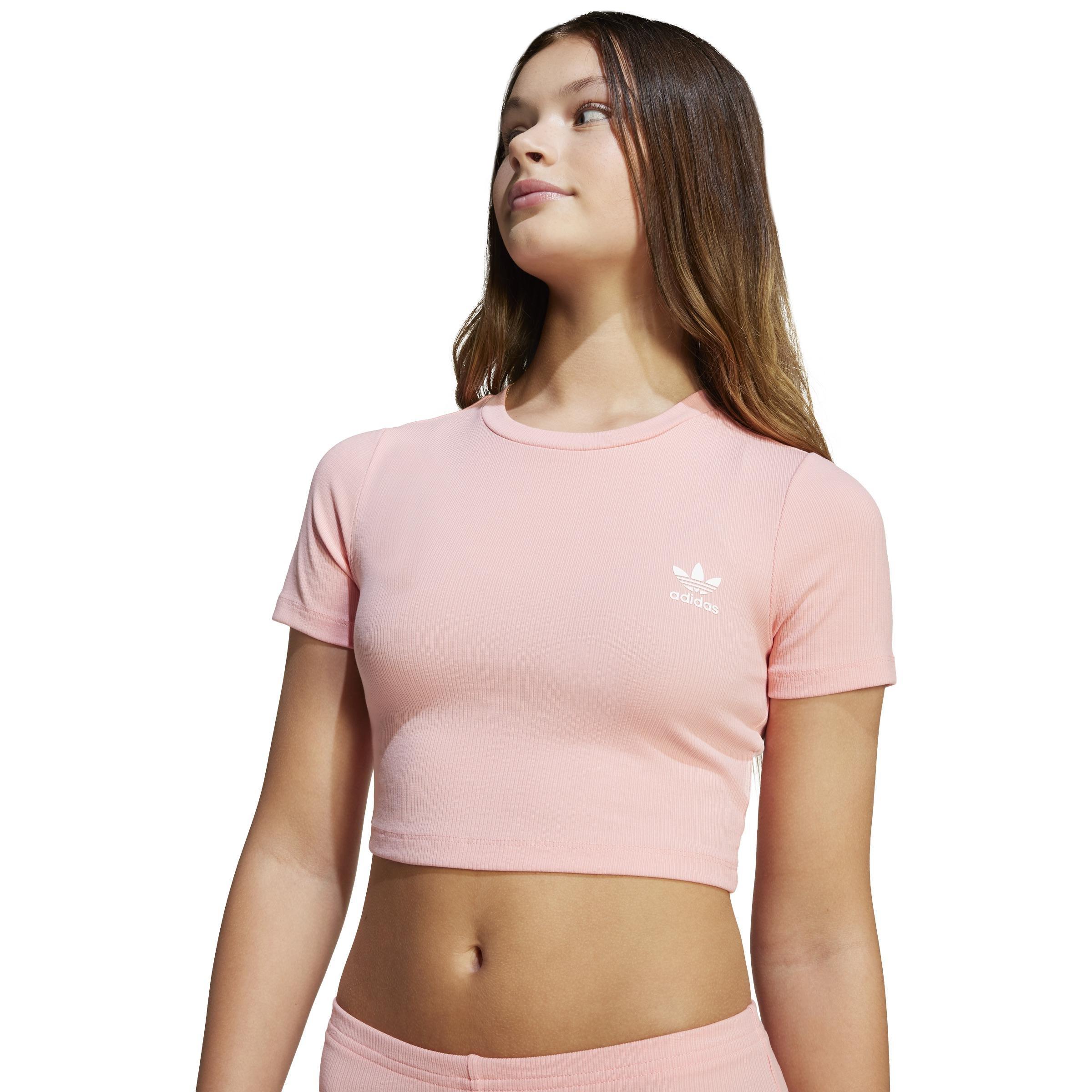 Kids Ribbed Crop Tee, Pink, , large image number 3